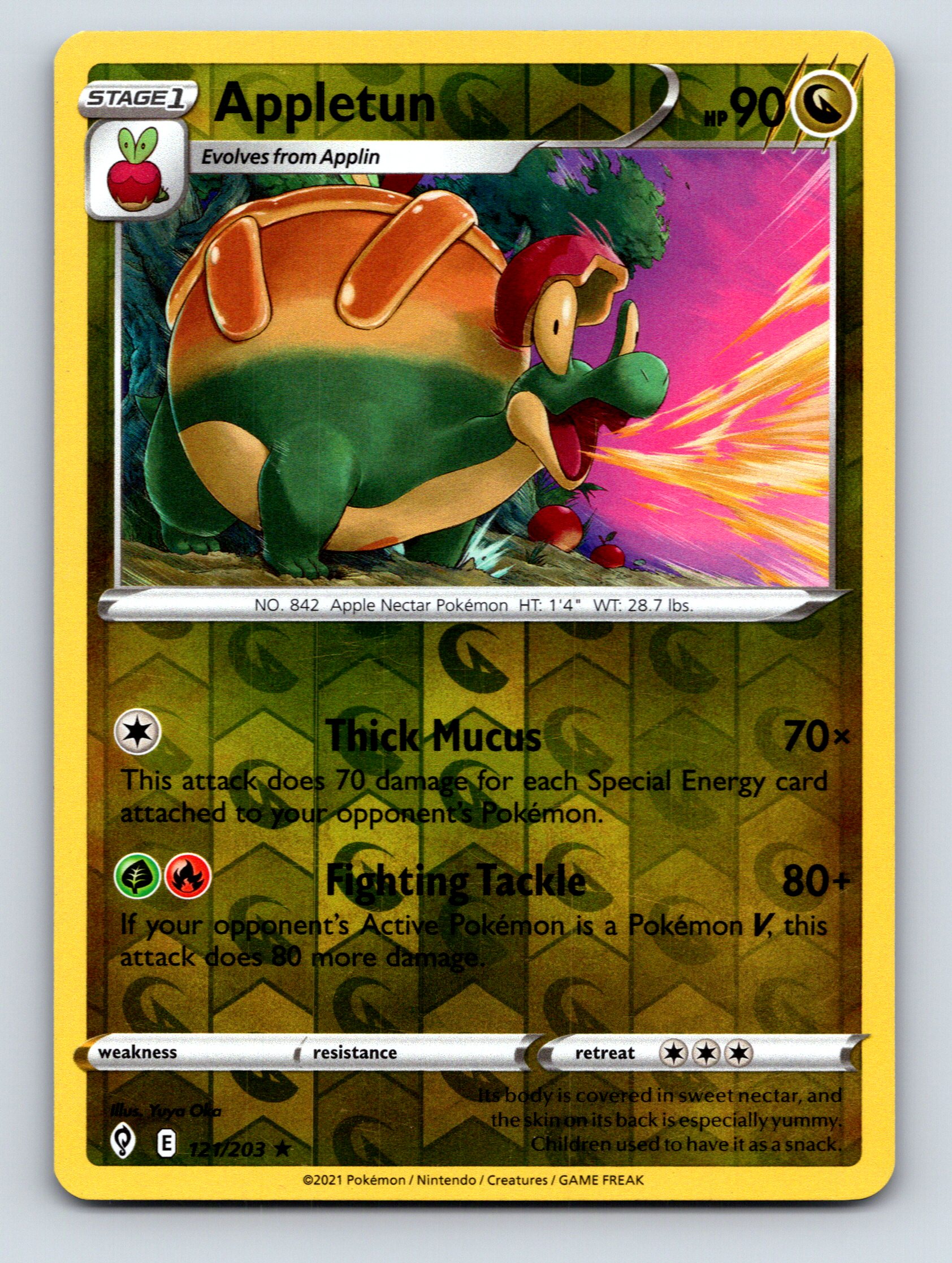 Stage 1 Appletun HP 90 Thick Mucus Attack Rare Green Energetic