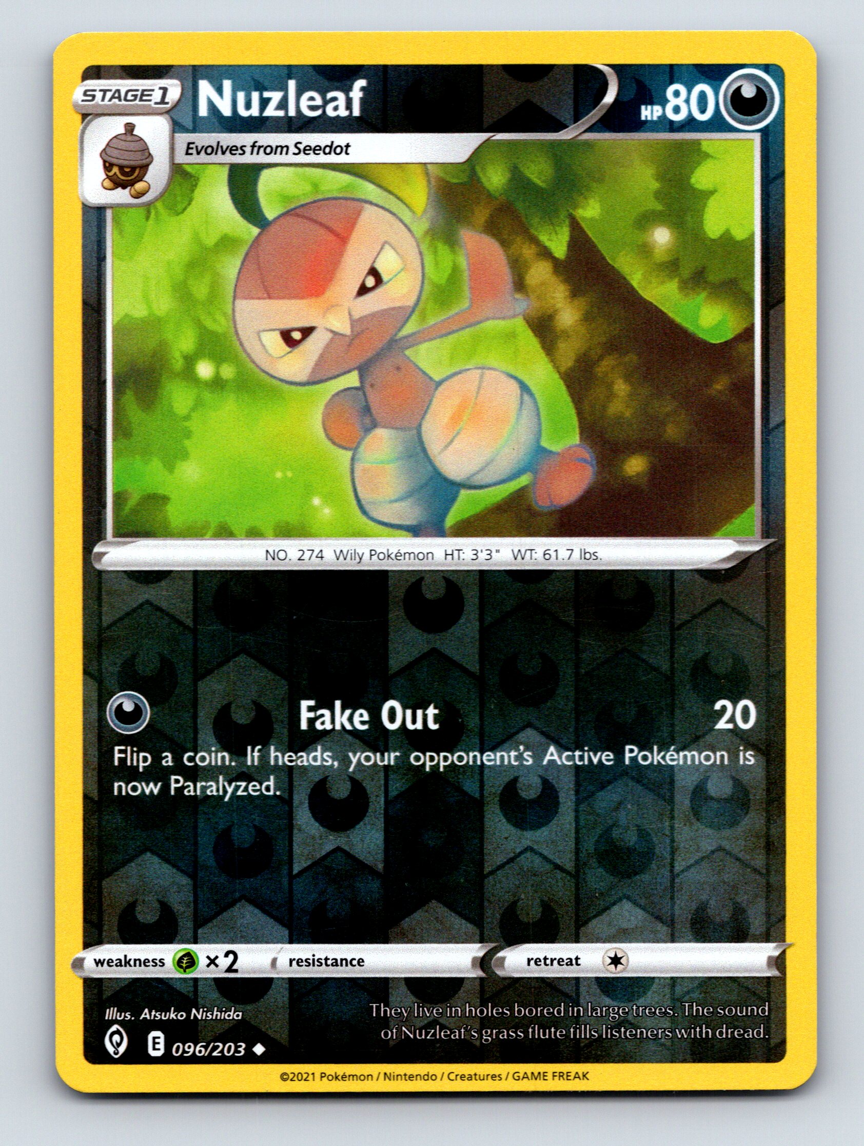 Stage One Nuzleaf HP 80 Fake Out Attack Dark Green Pokémon | eBay