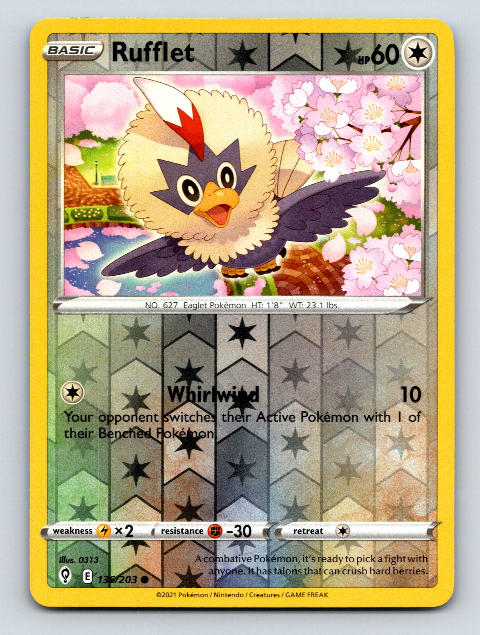 Basic Rufflet HP 60 Whirlwind Attack Eaglet Pokmon Colorless Scenic