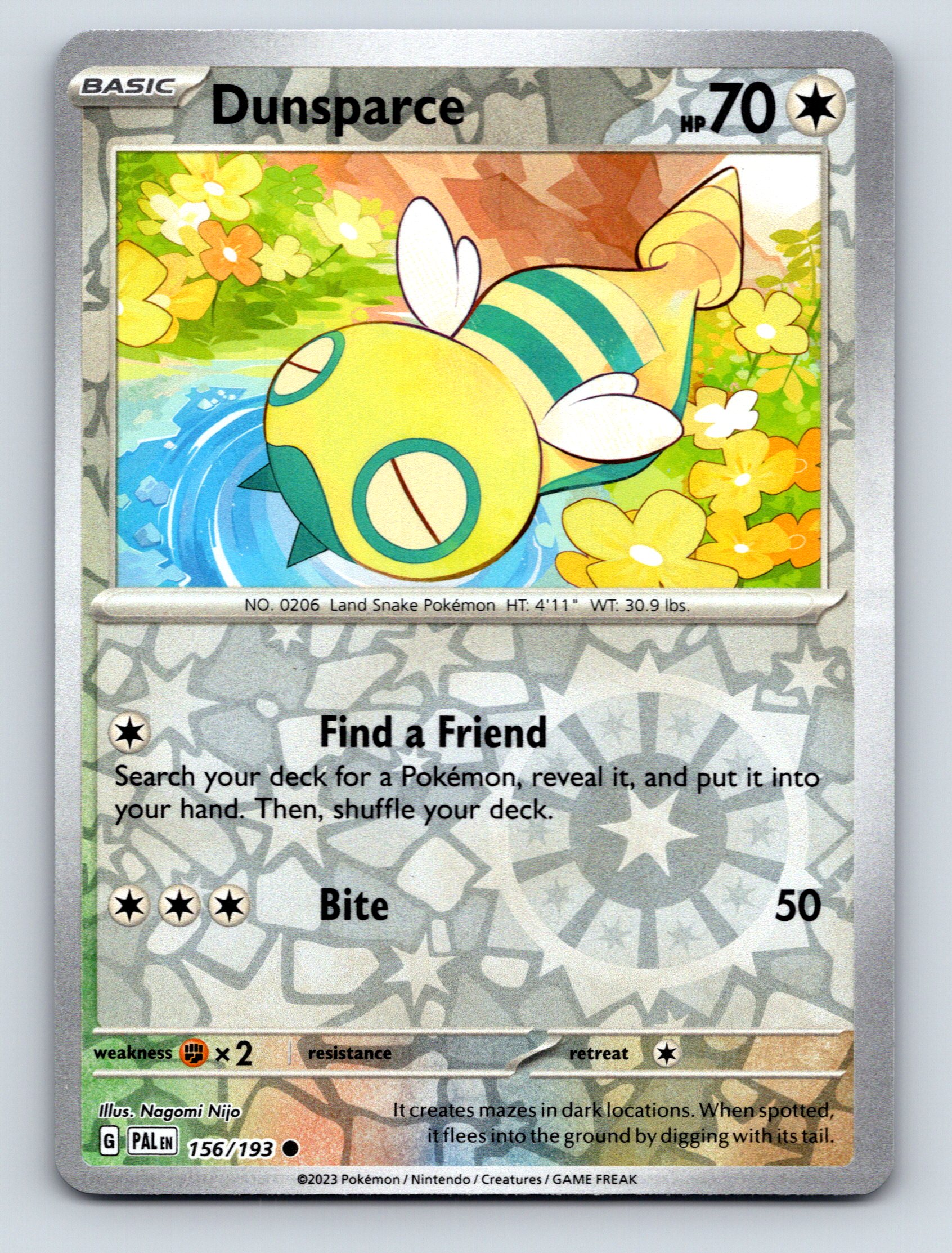 Basic Dunsparce HP 70 Find A Friend Bite Attack Rarity Yellow