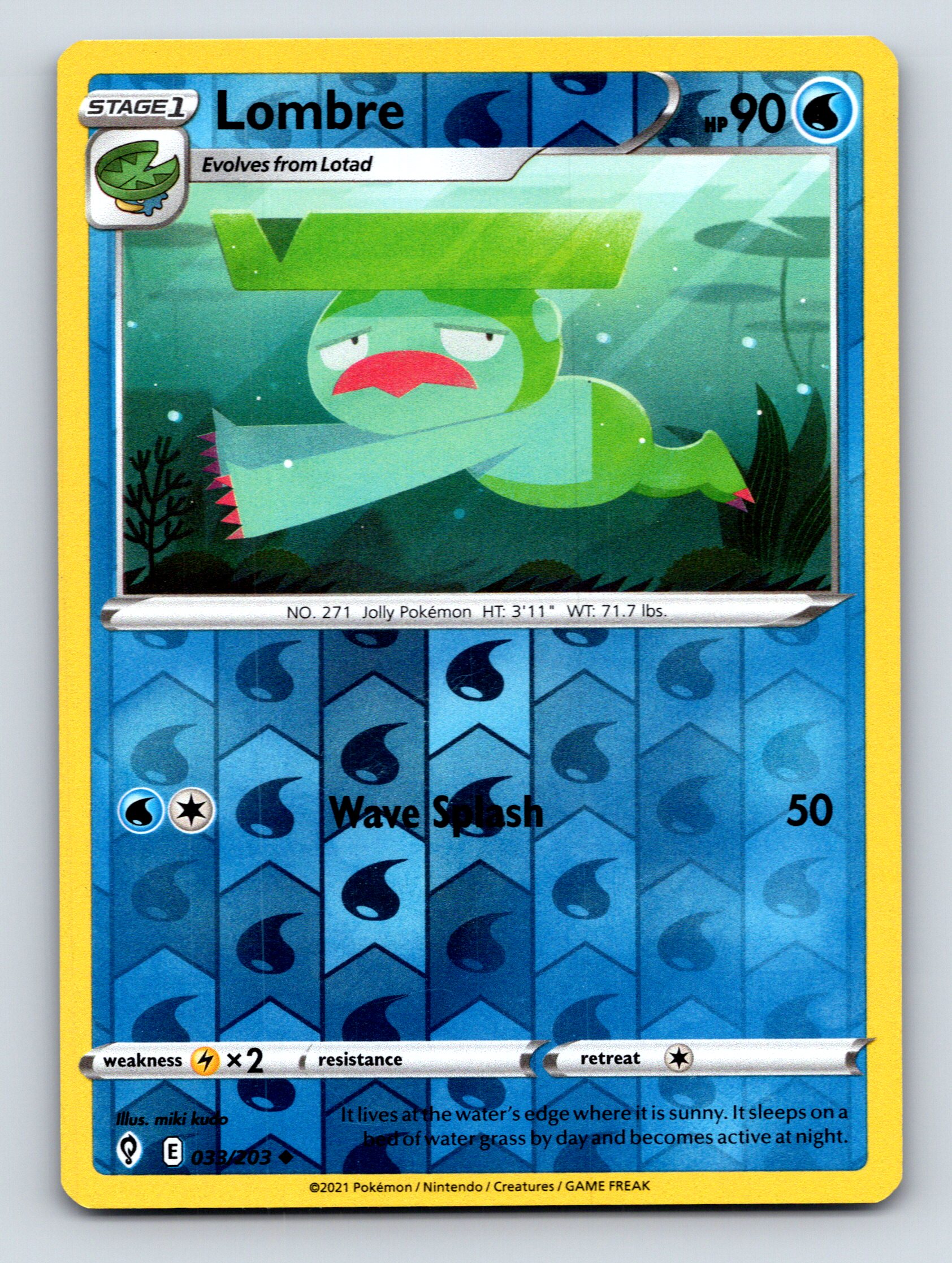 Stage 1 Lombre HP 90 Wave Splash Attack Rare Blue Color Pokmon Card