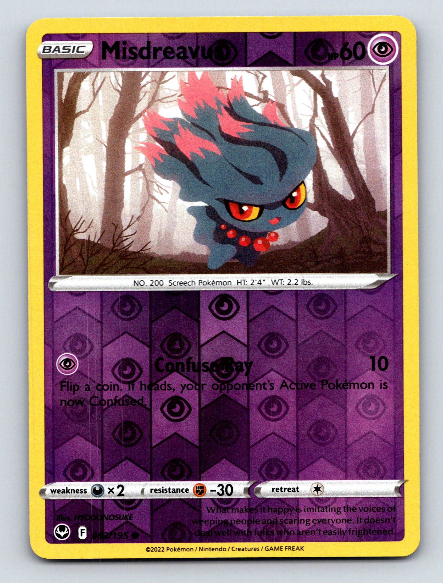 Basic Misdreavus HP 60 Confuse Ray Attack Rarity Purple Pokémon