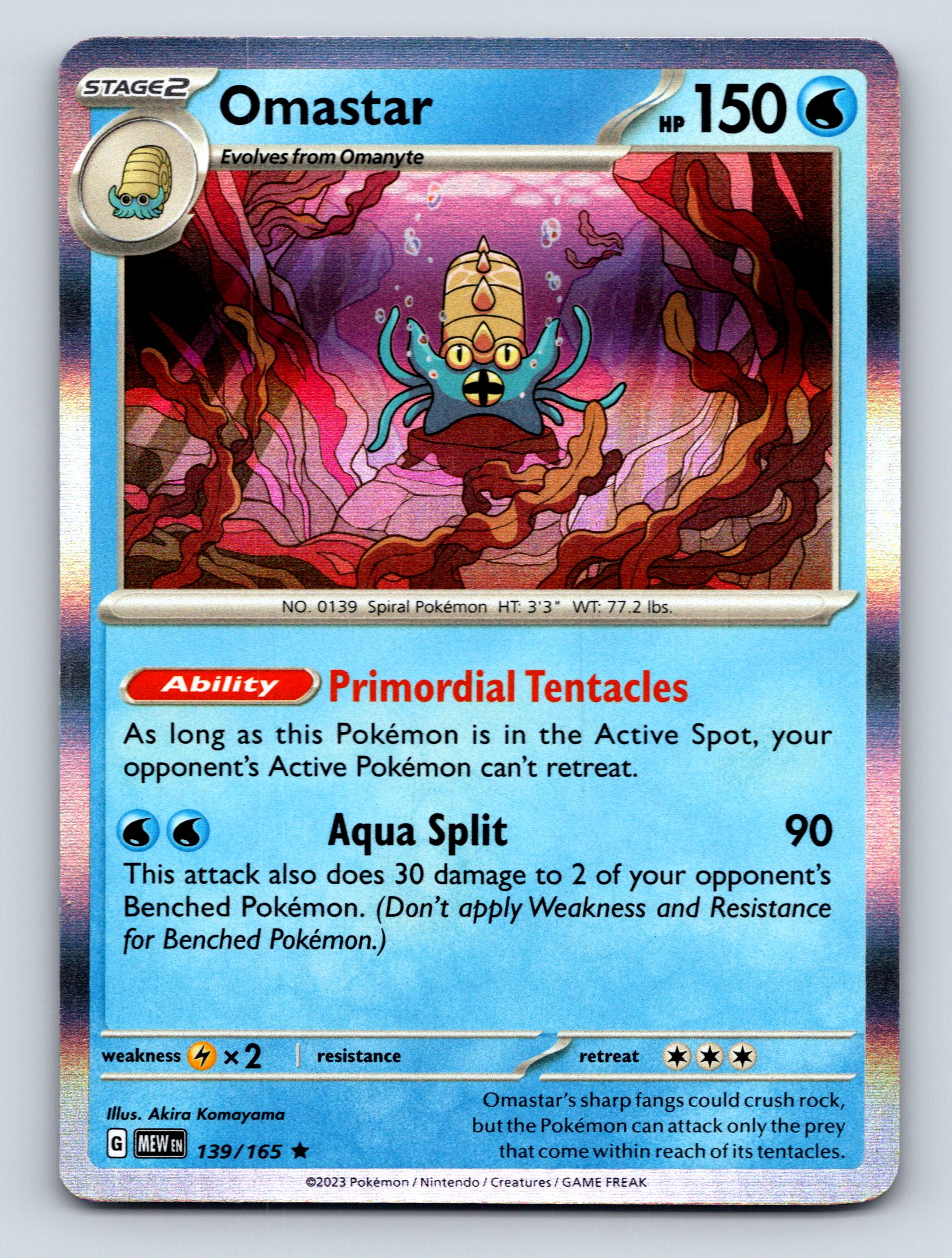 Stage 2 Omastar HP 150 Primordial Tentacles Attack Spiral Blue