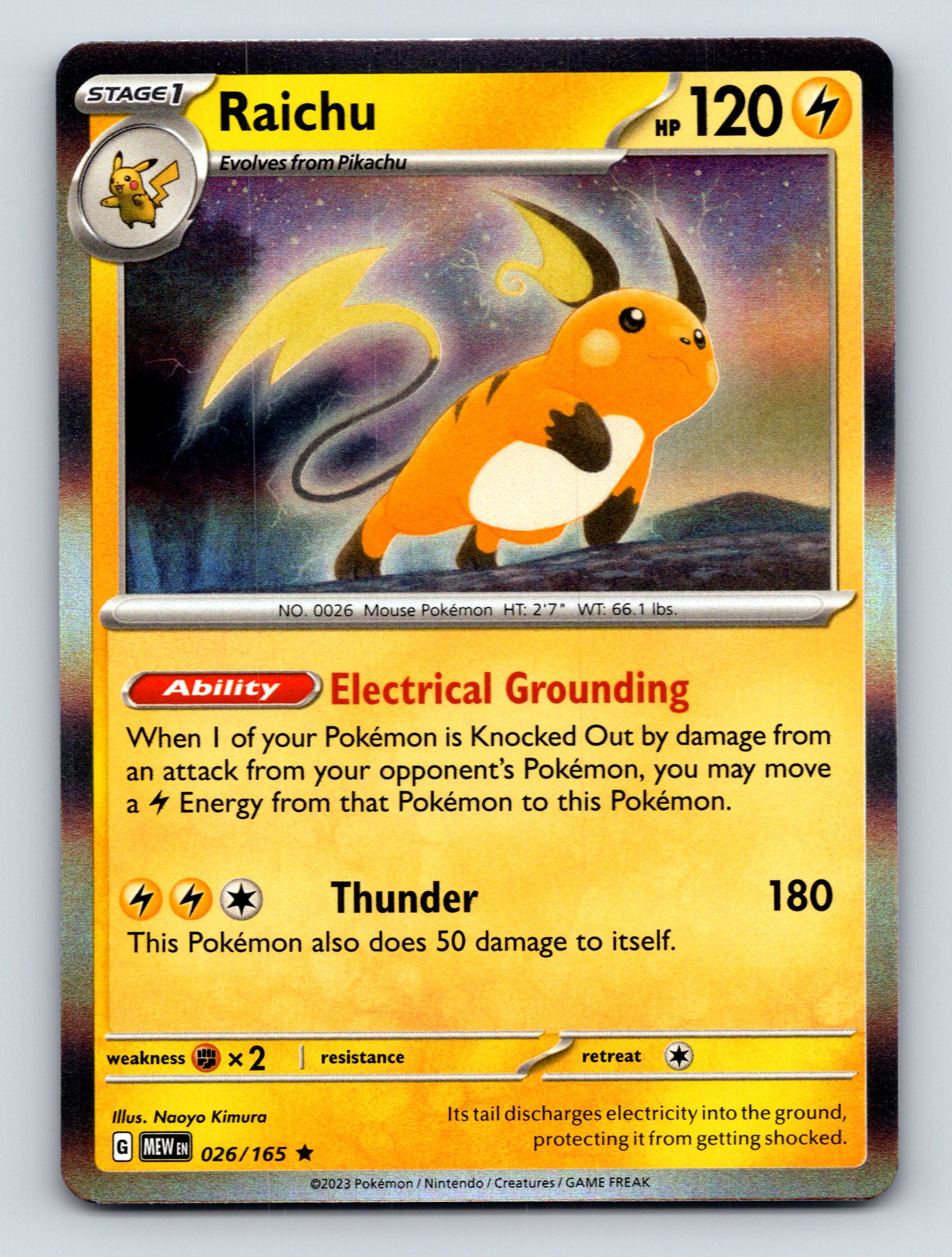 raichu pokemon card value stage 1 Stage 1 Raichu HP 120 Electrical Grounding Thunder Ability Yellow Pokémon
