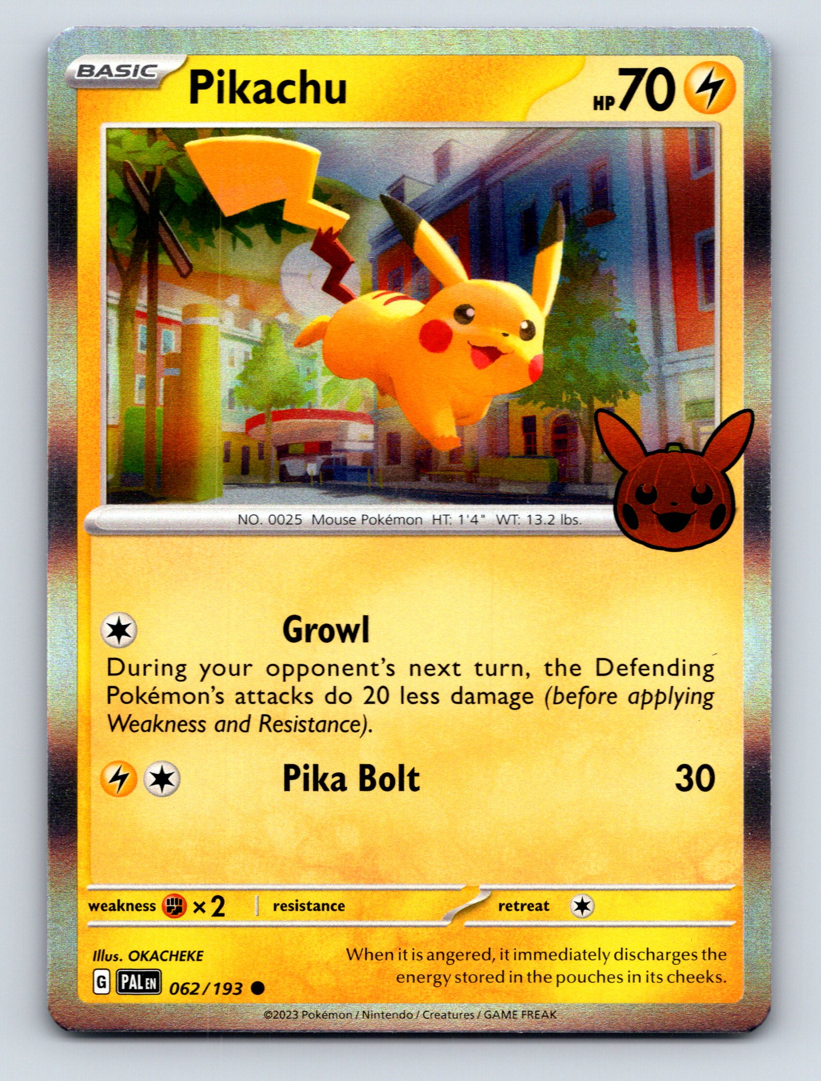 Basic Pikachu HP 70 Pika Bolt Attack Rarity Yellow Vibrant Pokémon