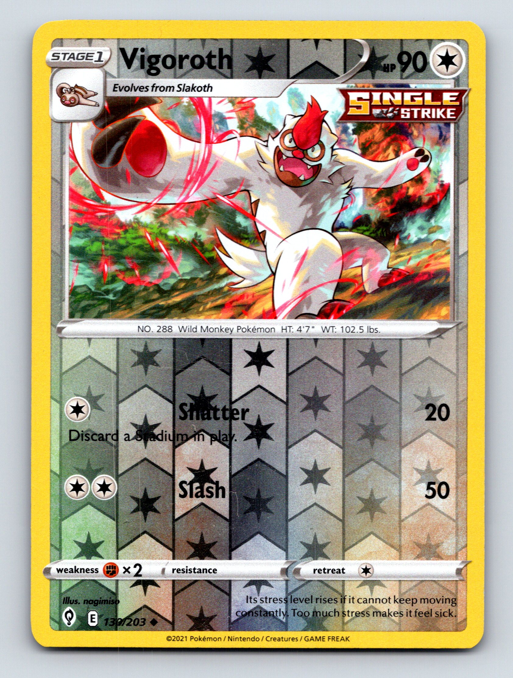 Stage 1 Vigoroth HP 90 Single Strike Rarity Colorful Pokémon Card