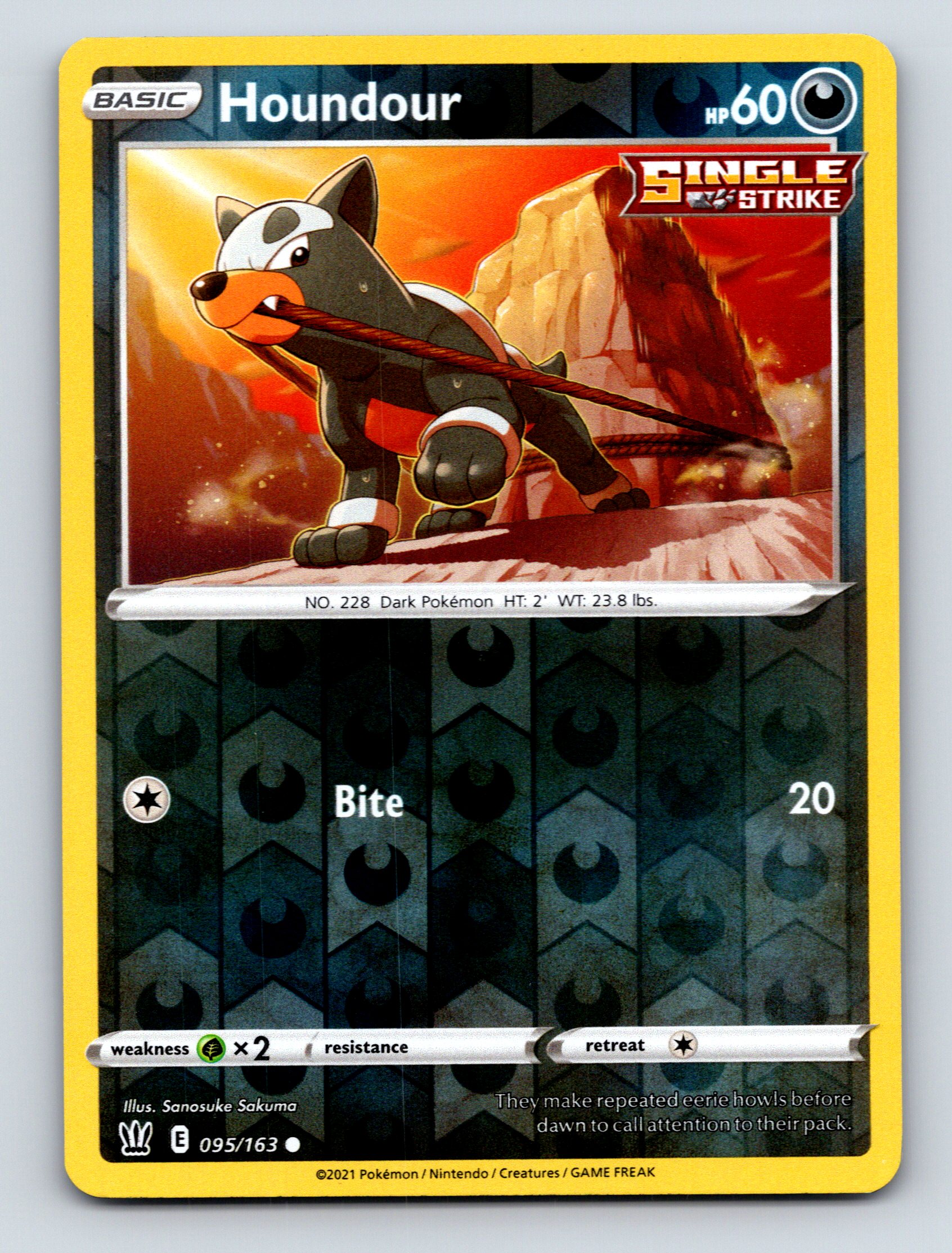 Basic Houndour HP 60 Single Strike Bite Attack Rarity Red Dark Pokmon