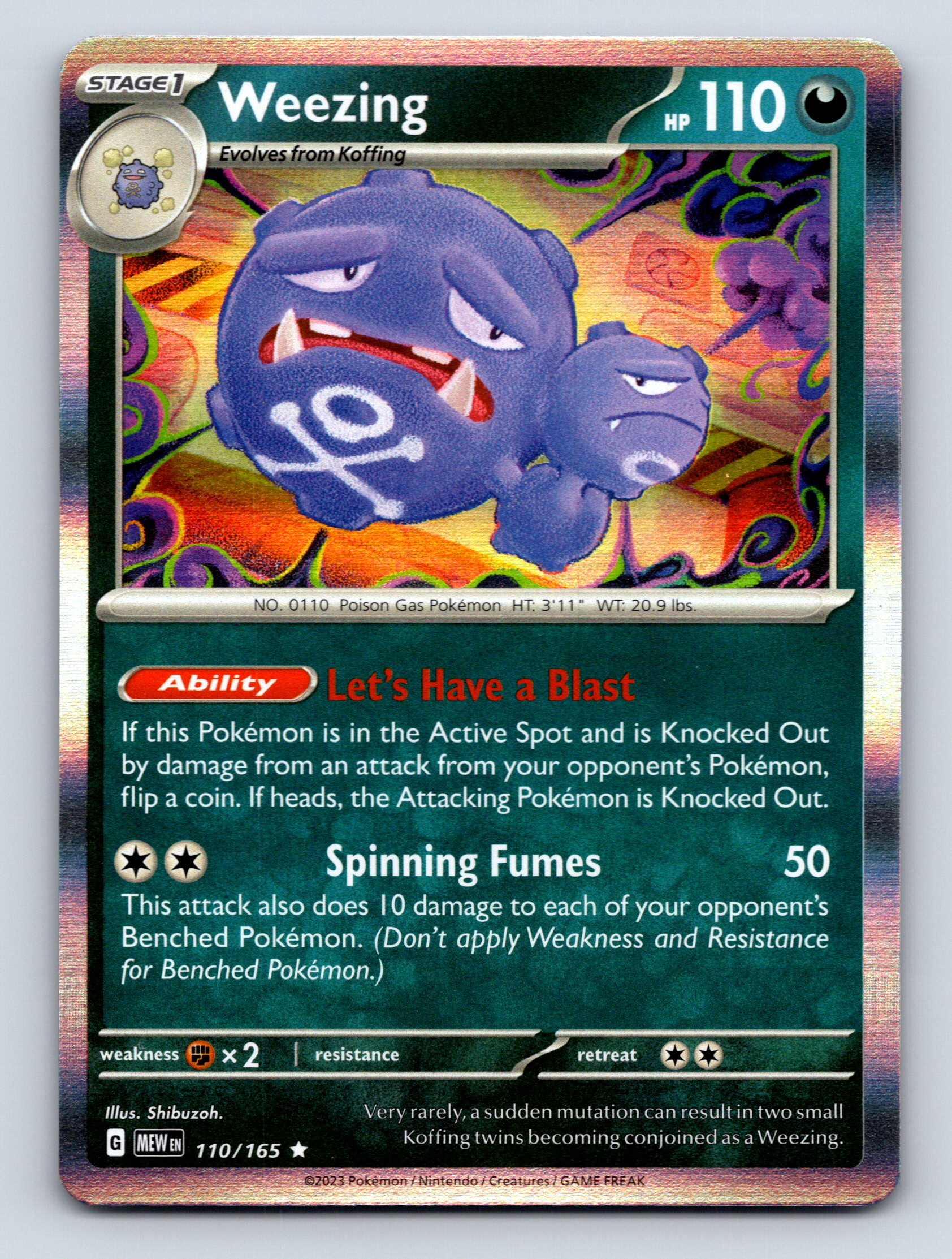 Stage 1 Weezing HP 110 Lets Have A Blast Ability Dark Purple