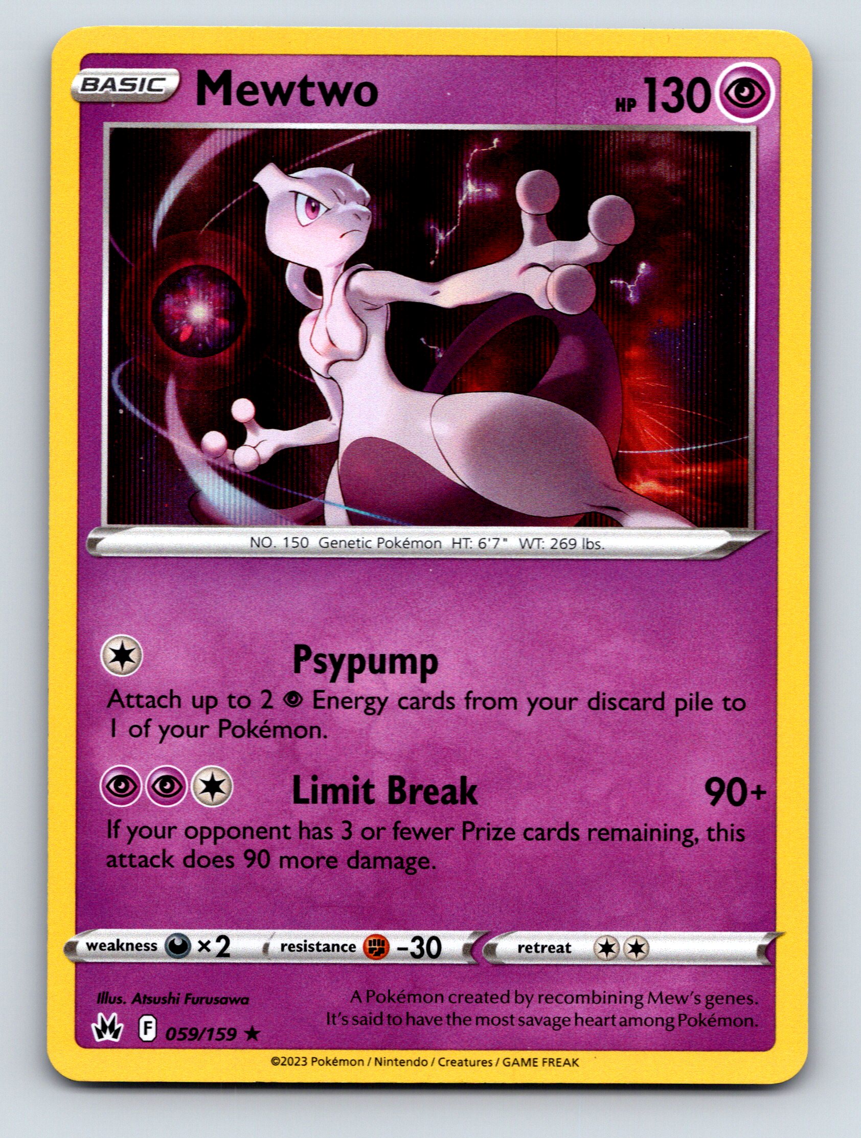 Basic Mewtwo HP 130 Psypump Limit Break Rare Purple Psychic