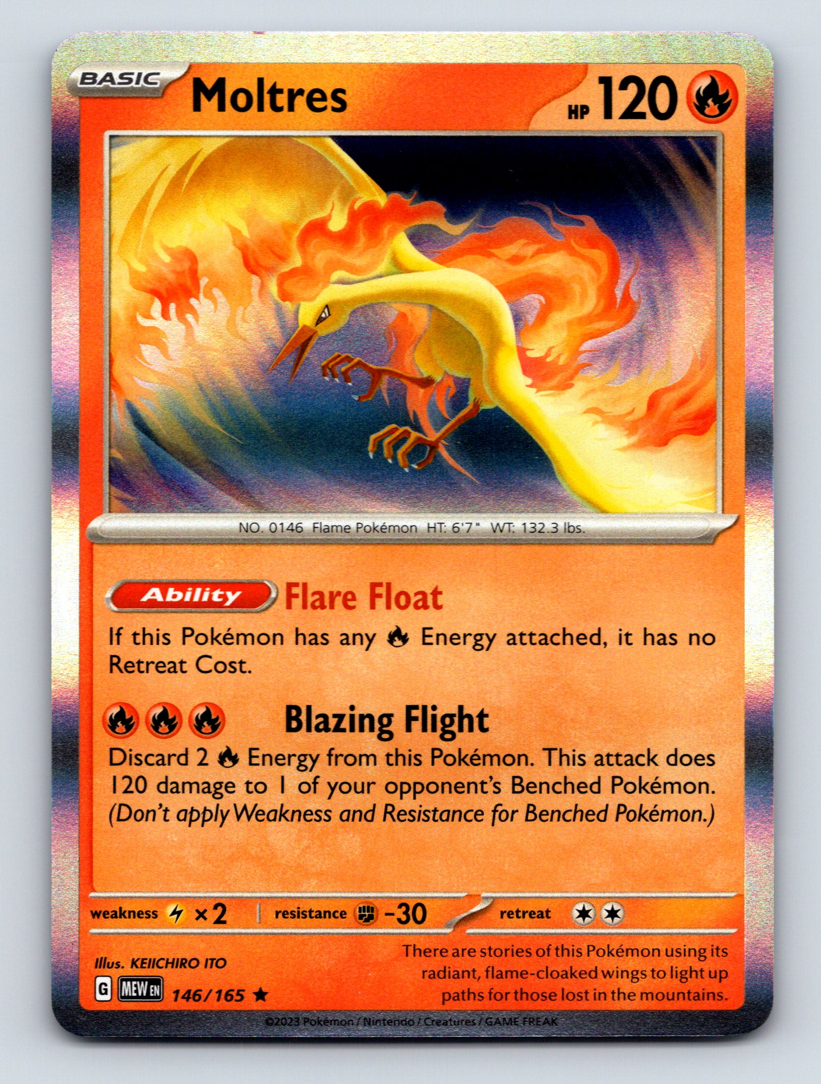 Basic Moltres HP 120 Blazing Flight Attack Rarity Orange Fire