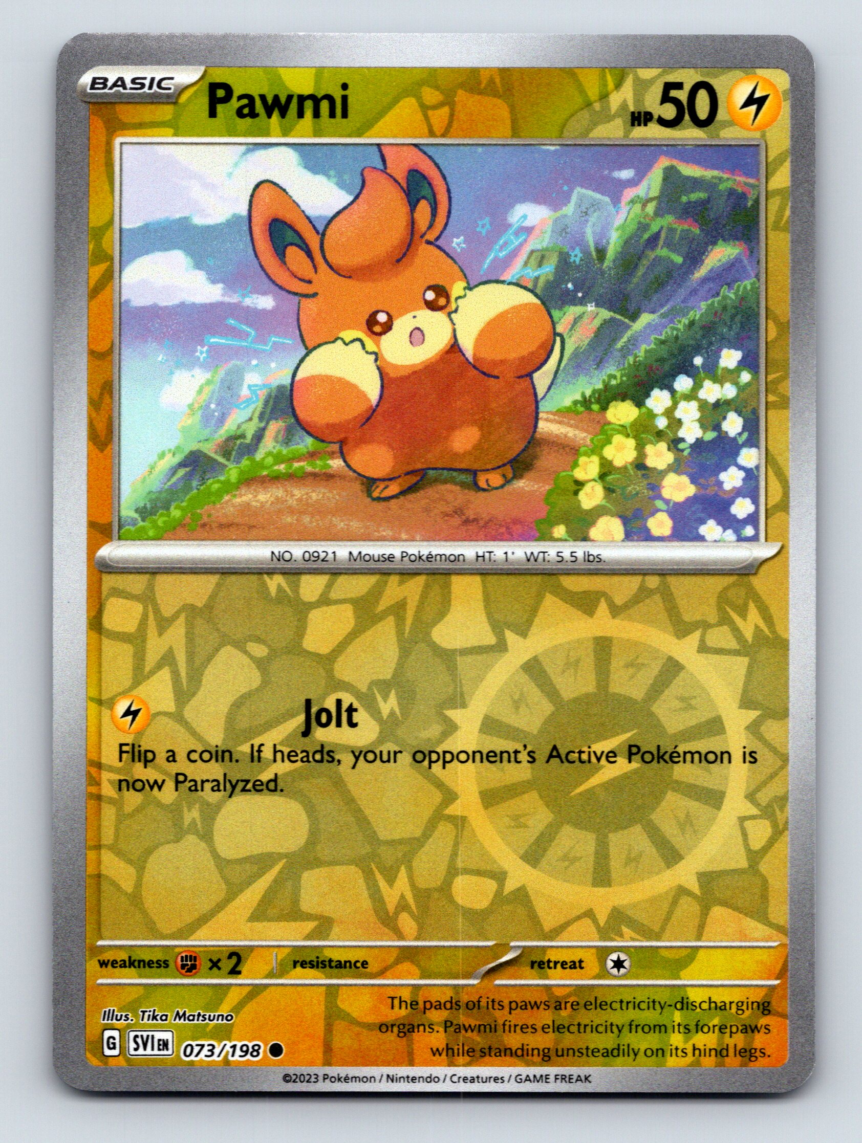 Basic Pawmi HP 50 Jolt Attack Rarity Yellow Mouse Pokémon Card | eBay