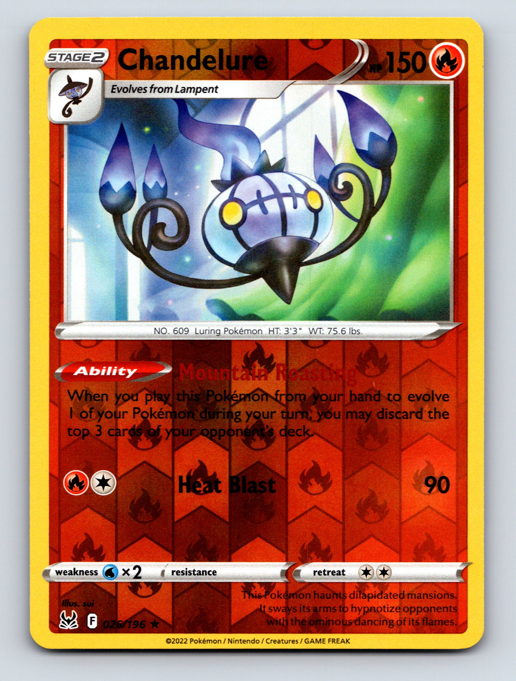 Stage 2 Chandelure HP 150 Mountain Roasting Ability Red Pokémon