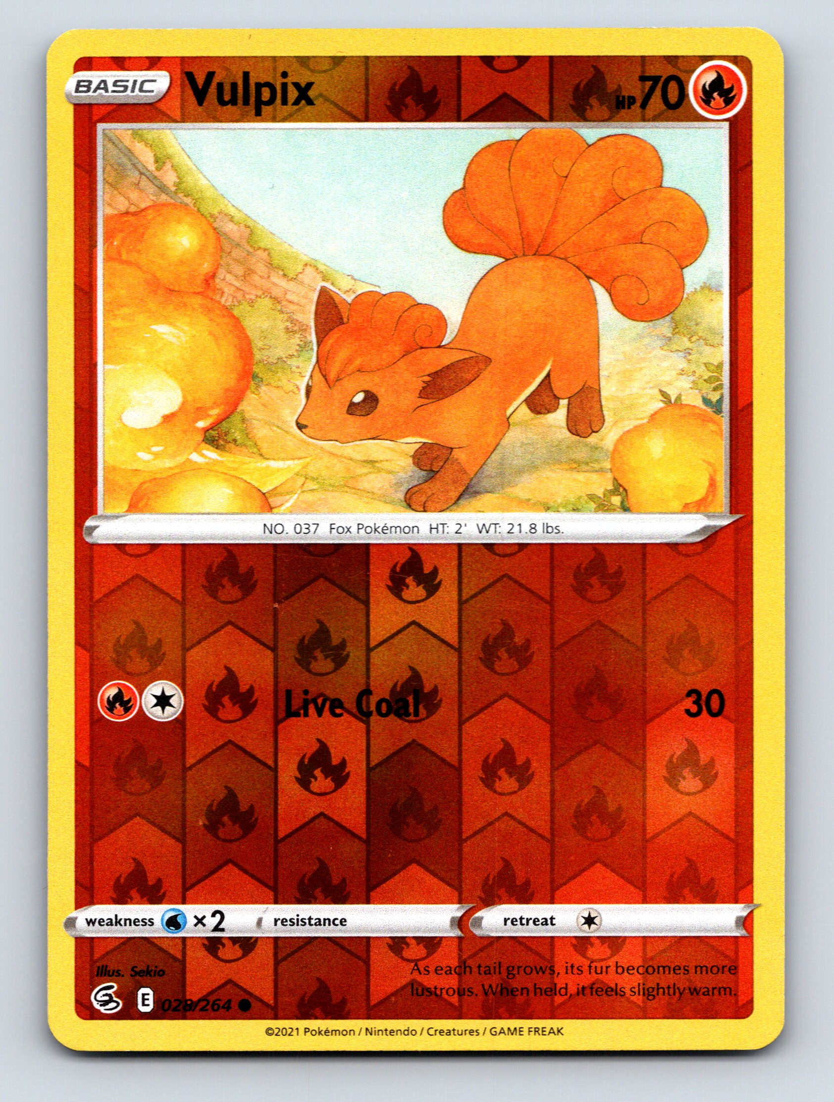 Basic Vulpix HP 70 Live Coal Attack Fire Rarity Orange Fox Pokémon