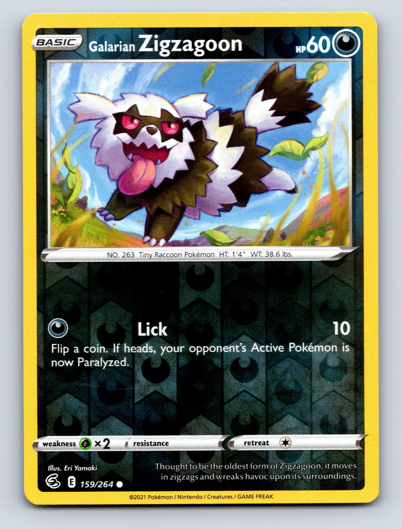 Basic Galarian Zigzagoon HP 60 Lick Attack Rarity Dark Pokémon | eBay