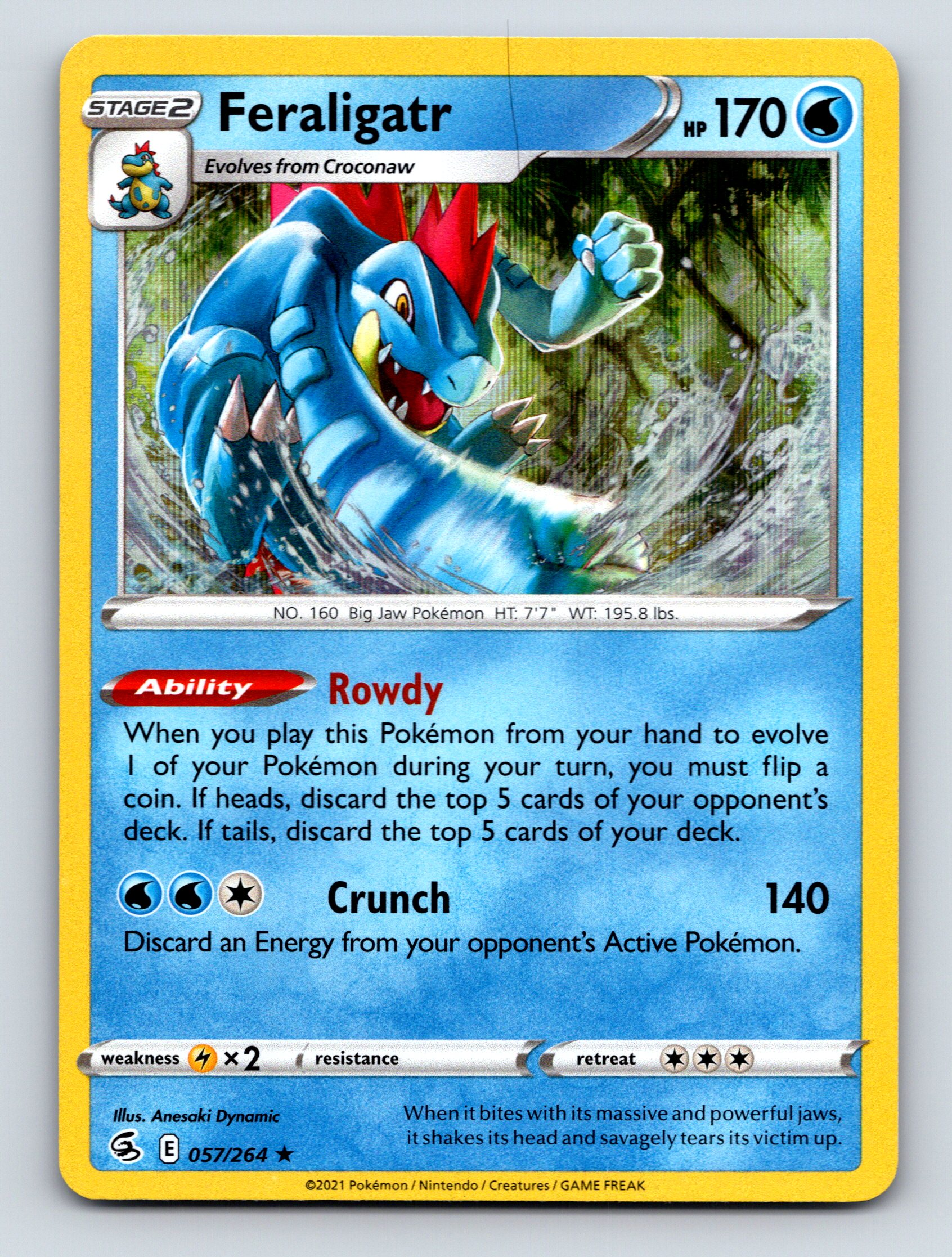 Stage 2 Feraligatr HP 170 Crunch Attack Rarity Blue Pokémon | eBay