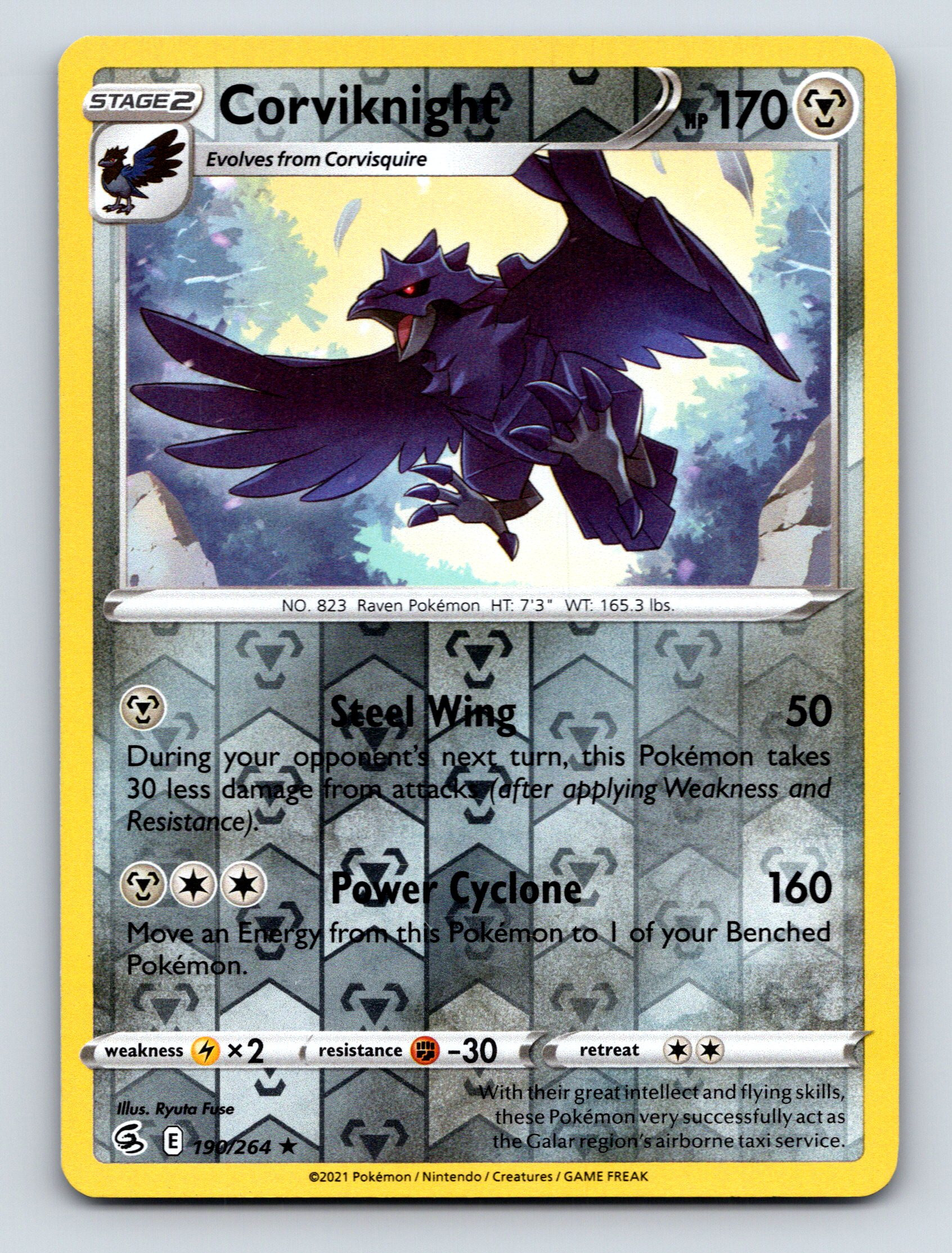 Stage 2 Corviknight HP 170 Steel Wing Attack Rarity Gray Pokmon Stage 2 Corviknight HP 170 Steel Wing Attack Rarity Gray Pokmon