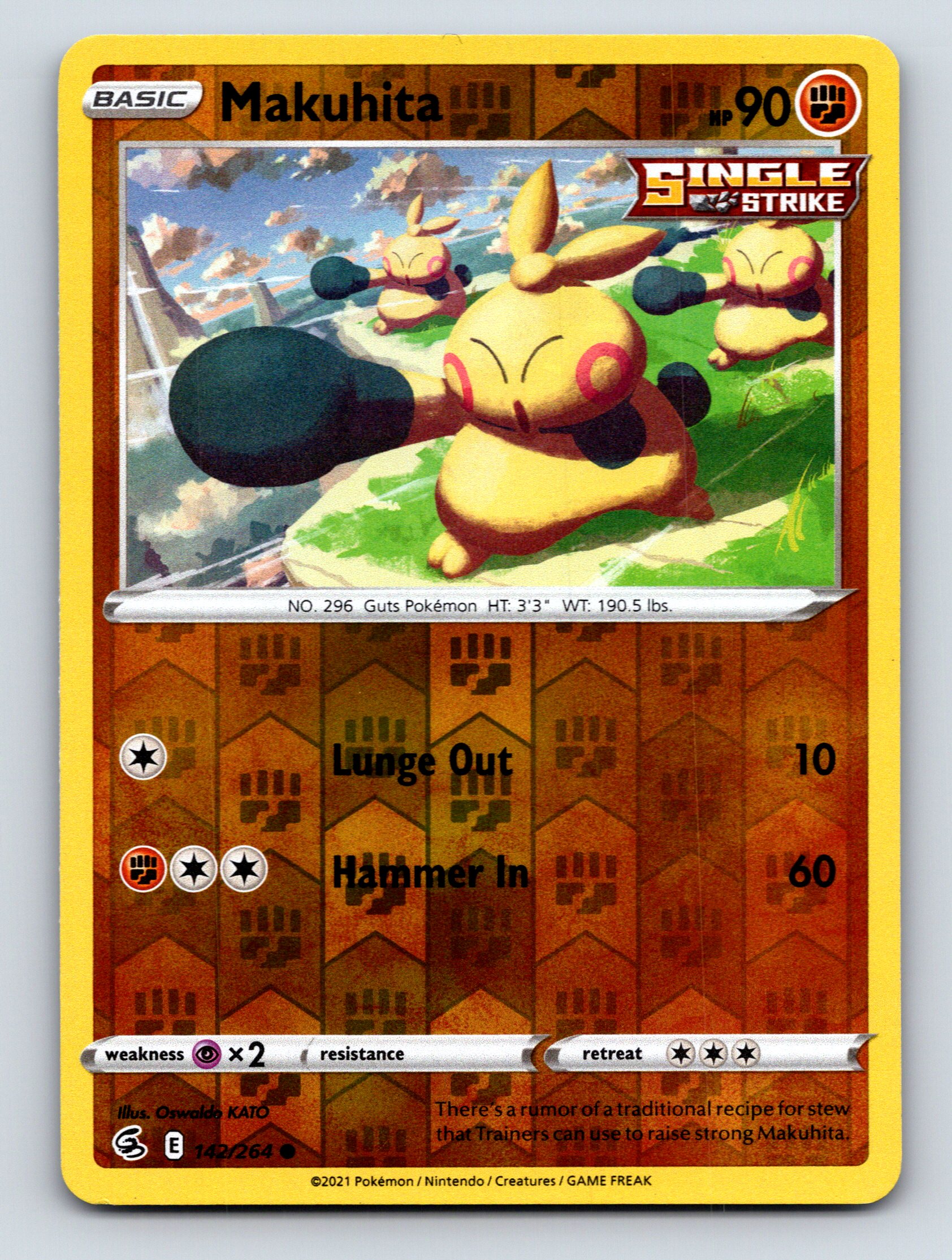 Tarjeta Pokémon Amarilla Básica Makuhita HP 90 Hammer In Attack Rareza - Imagen 1 de 10