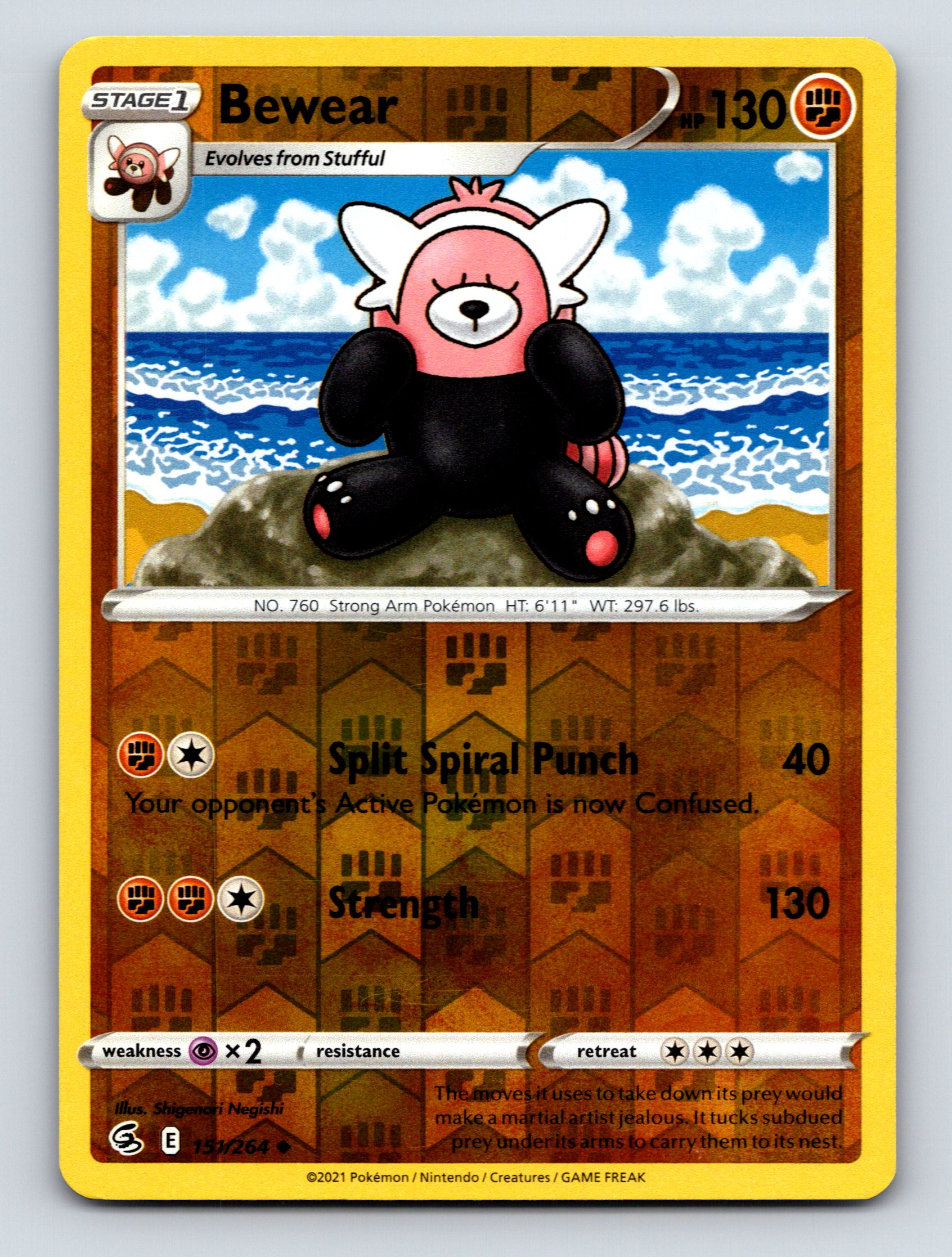 Stage 1 Bewear HP 130 Split Spiral Punch Attack Rarity