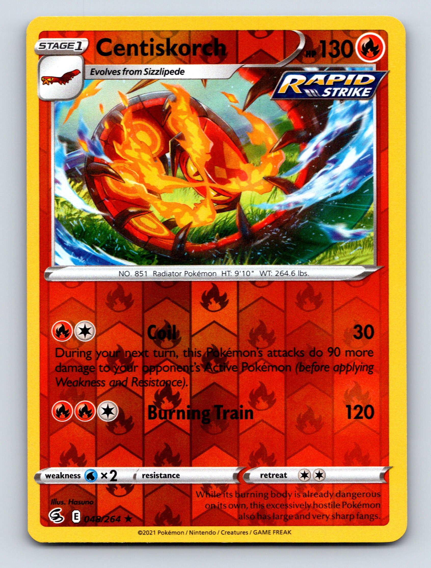 Stage 1 Centiskorch HP 130 Rapid Strike Burning Train Rarity Red