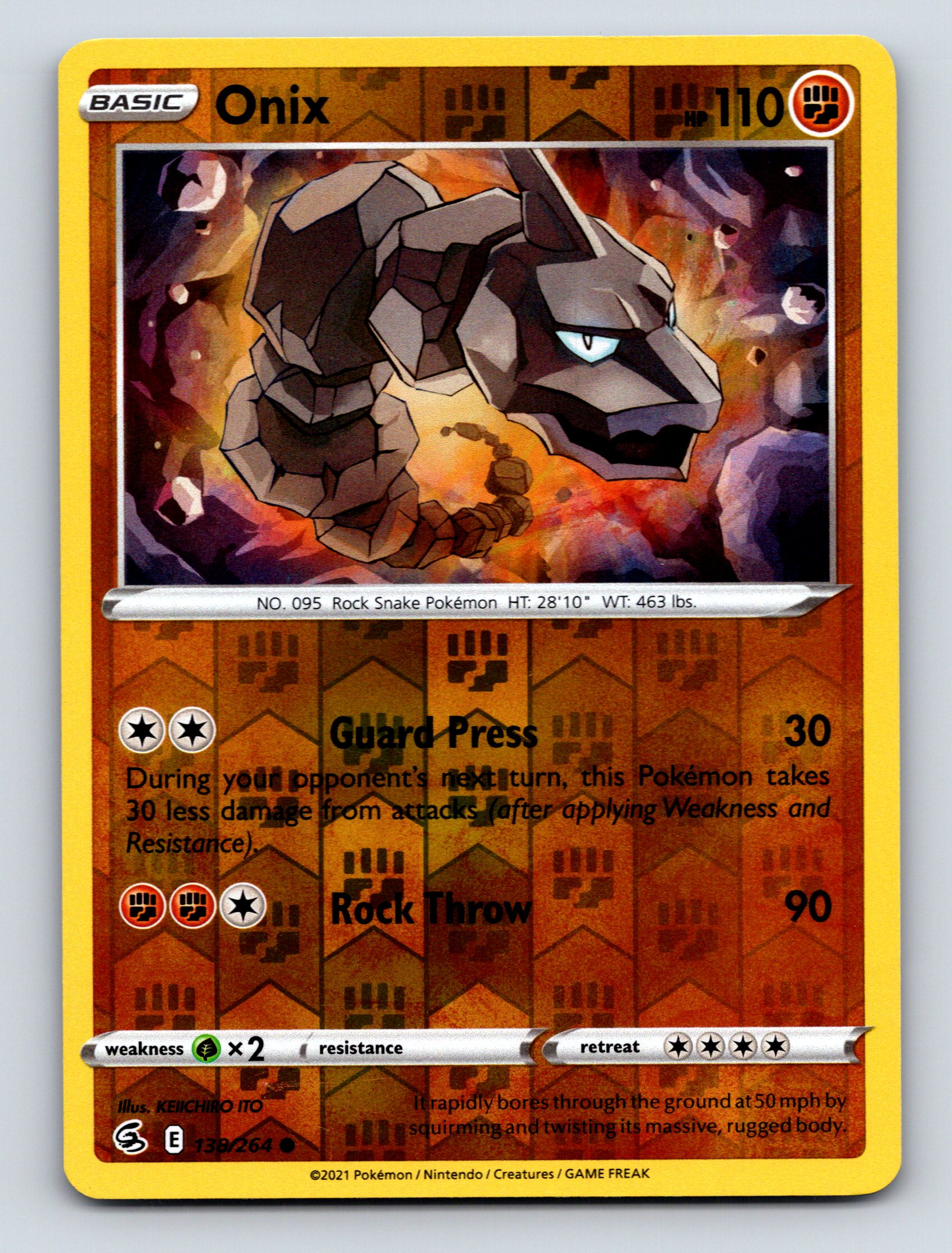Basic Onix HP 110 Guard Press Rock Throw Rarity Brown Pokmon Card