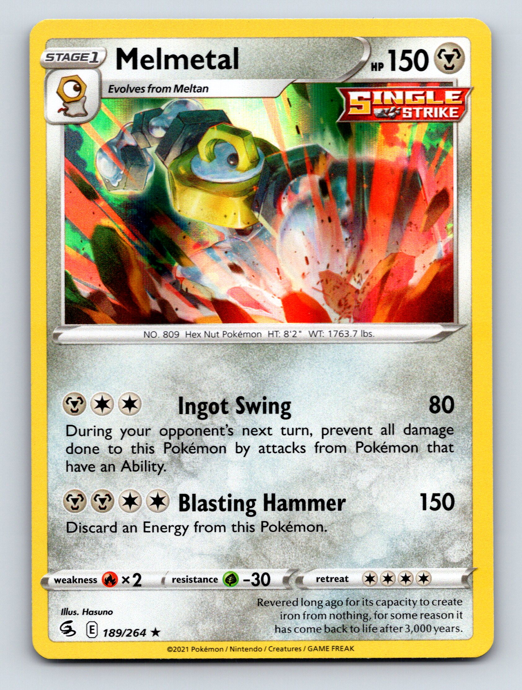 Stage 1 Melmetal HP 150 Ingot Swing Attack Rare Colorful Pokémon