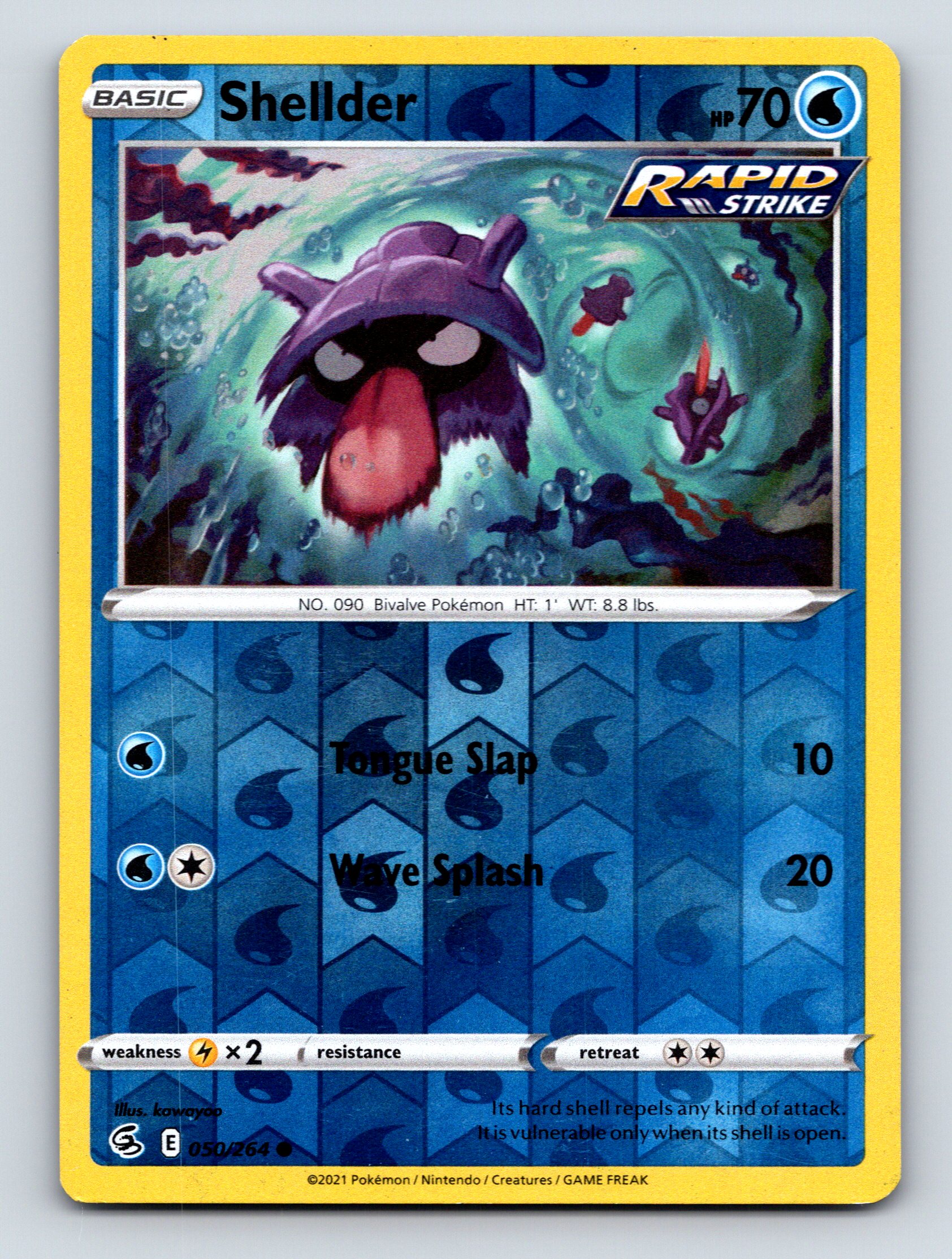 Basic Shellder HP 70 Tongue Slap Attack Rarity Blue Water Pokémon