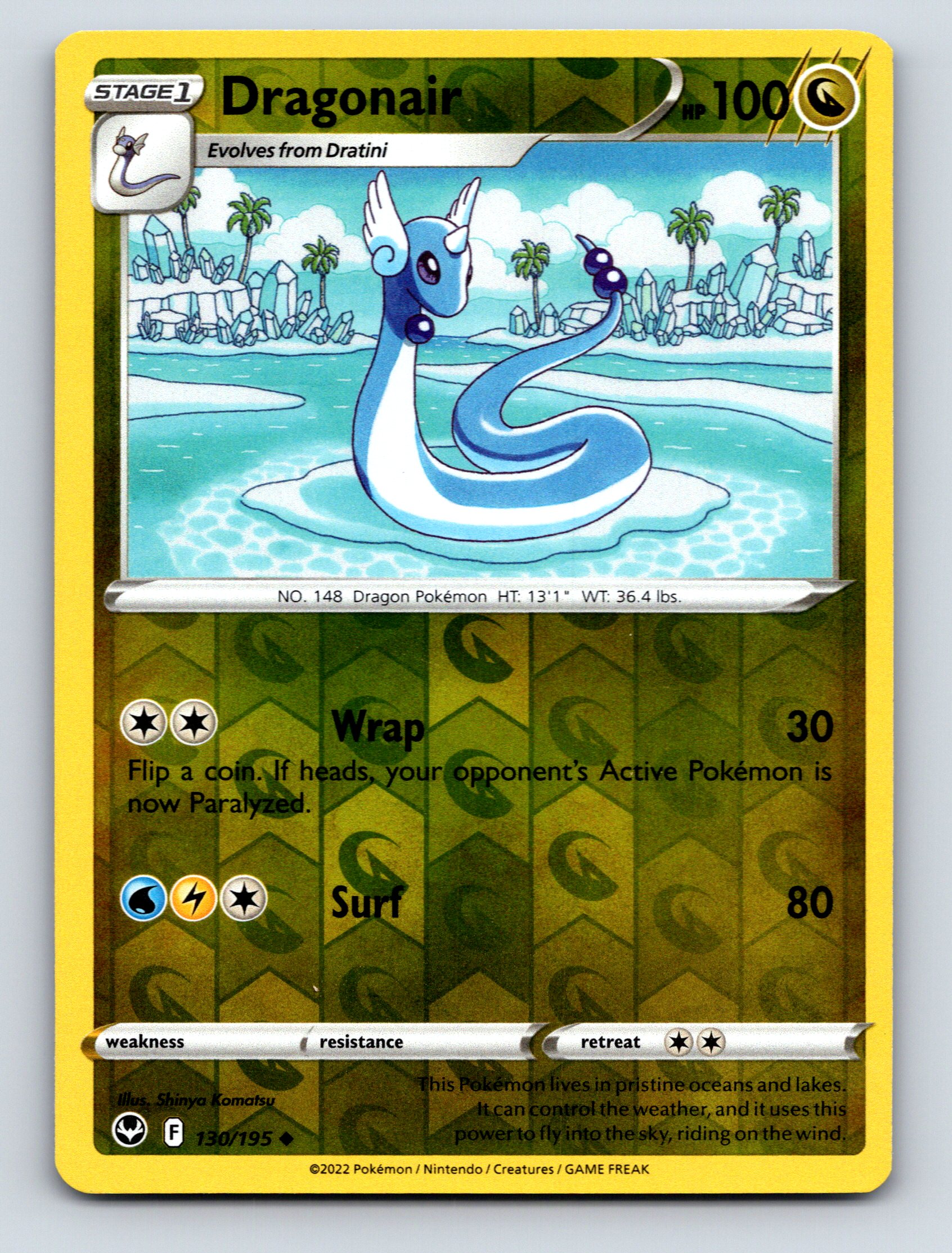 Stage 1 Dragonair HP 100 Wrap And Surf Attack Gold Elegant Pokémon