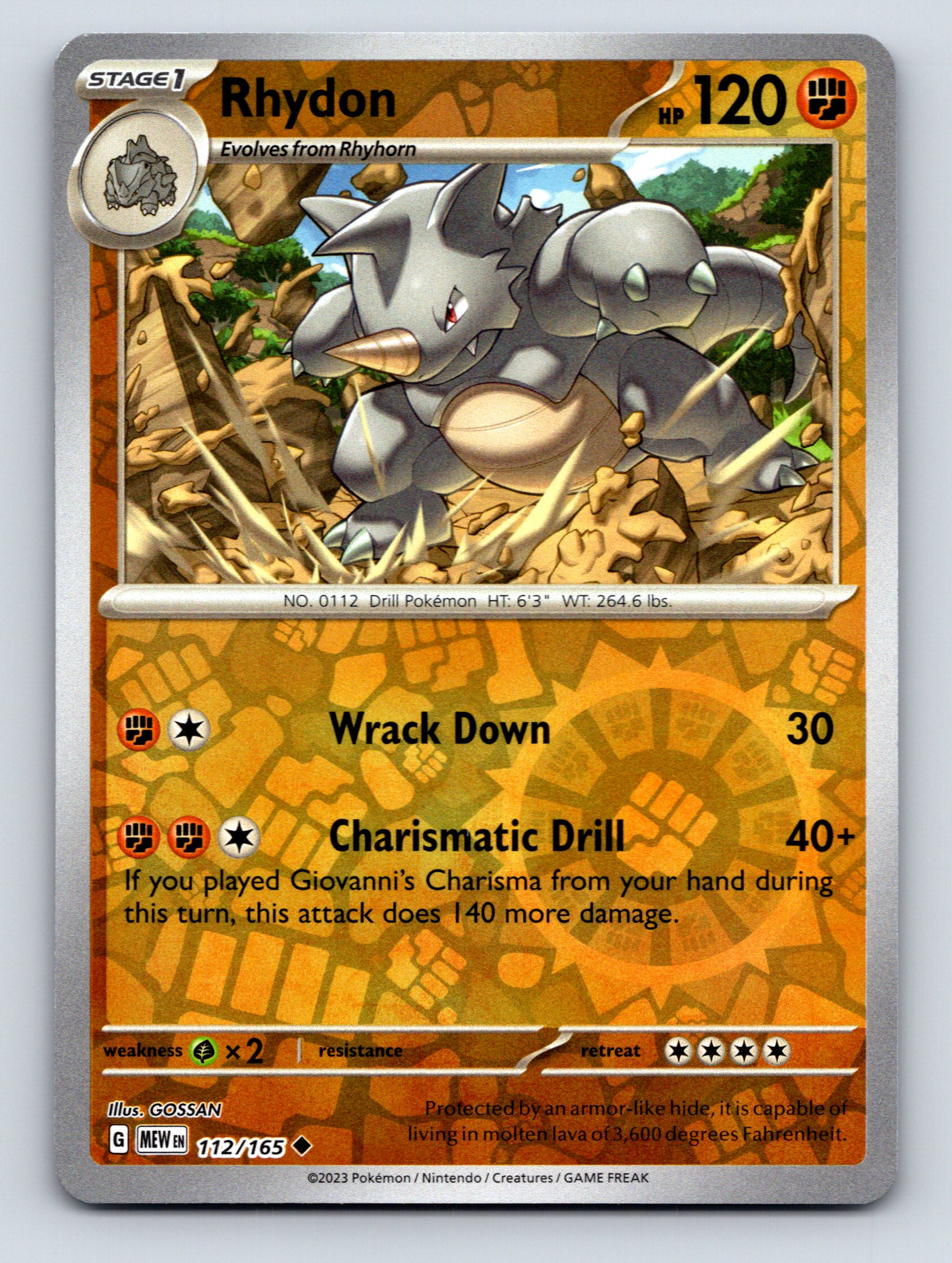 Stage 1 Rhydon HP 120 Charismatic Drill Attack Rarity Orange