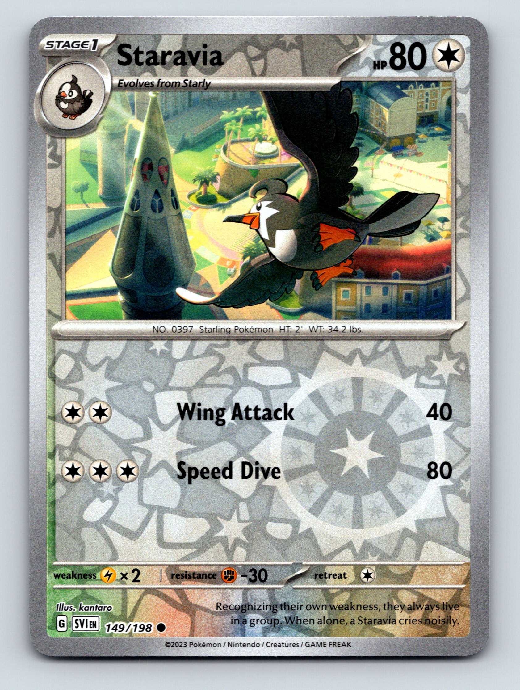 Stage 1 Staravia HP 80 Wing Attack Speed Dive Rarity Colorless