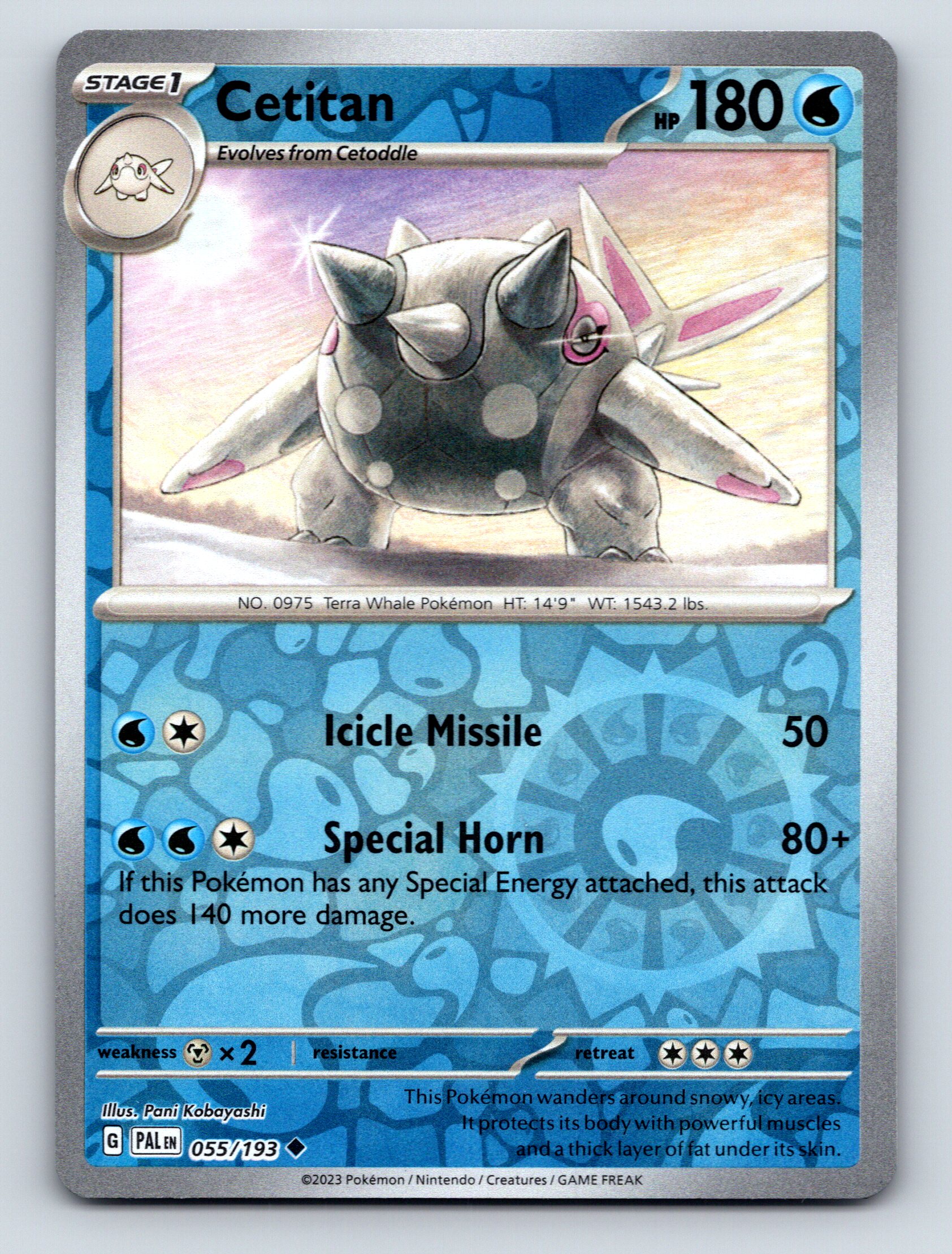 Stage 1 Cetitan HP 180 Special Horn Rarity Blue Pokémon Card | eBay