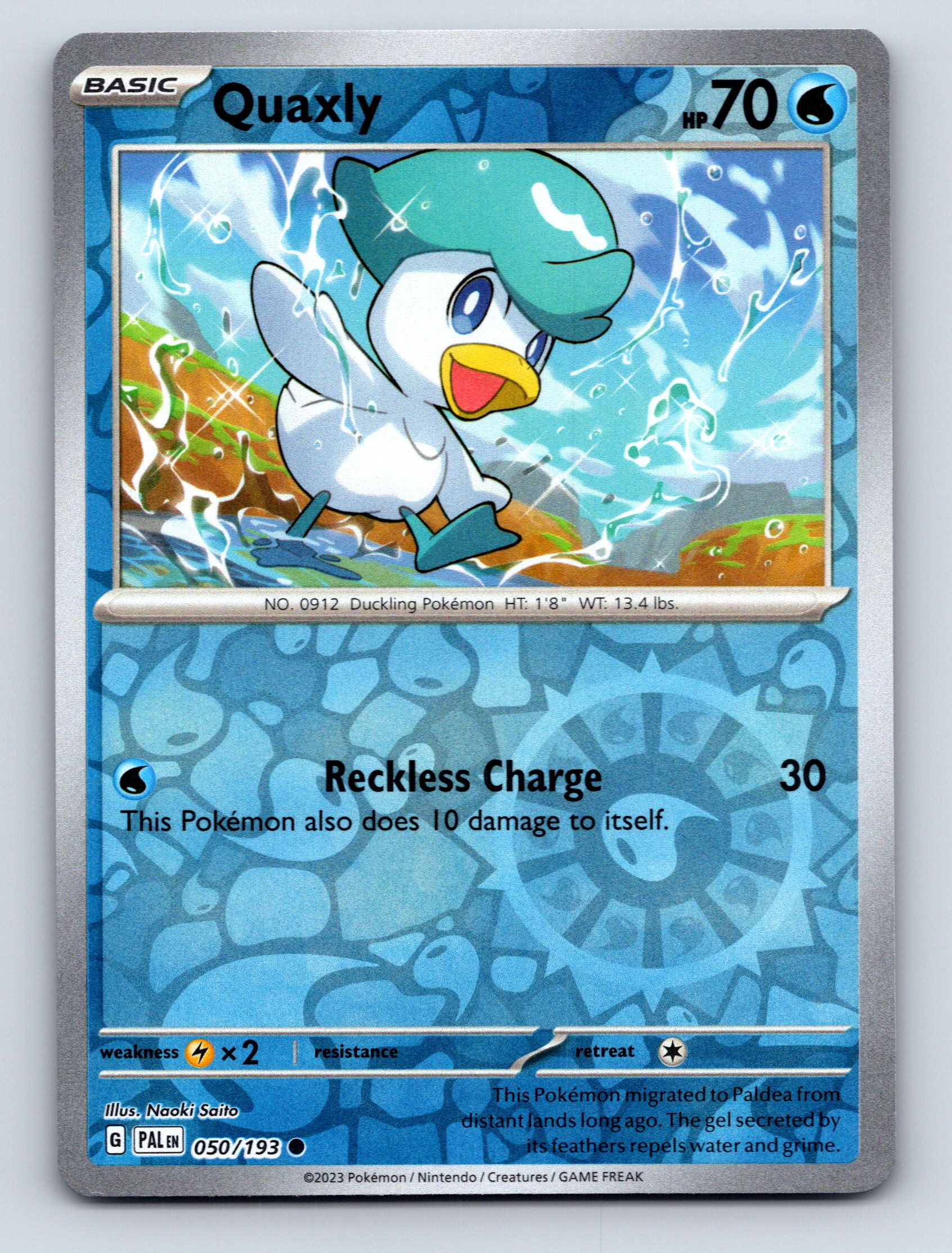 Basic Quaxly HP 70 Reckless Charge Attack Blue Duckling Pokémon | eBay
