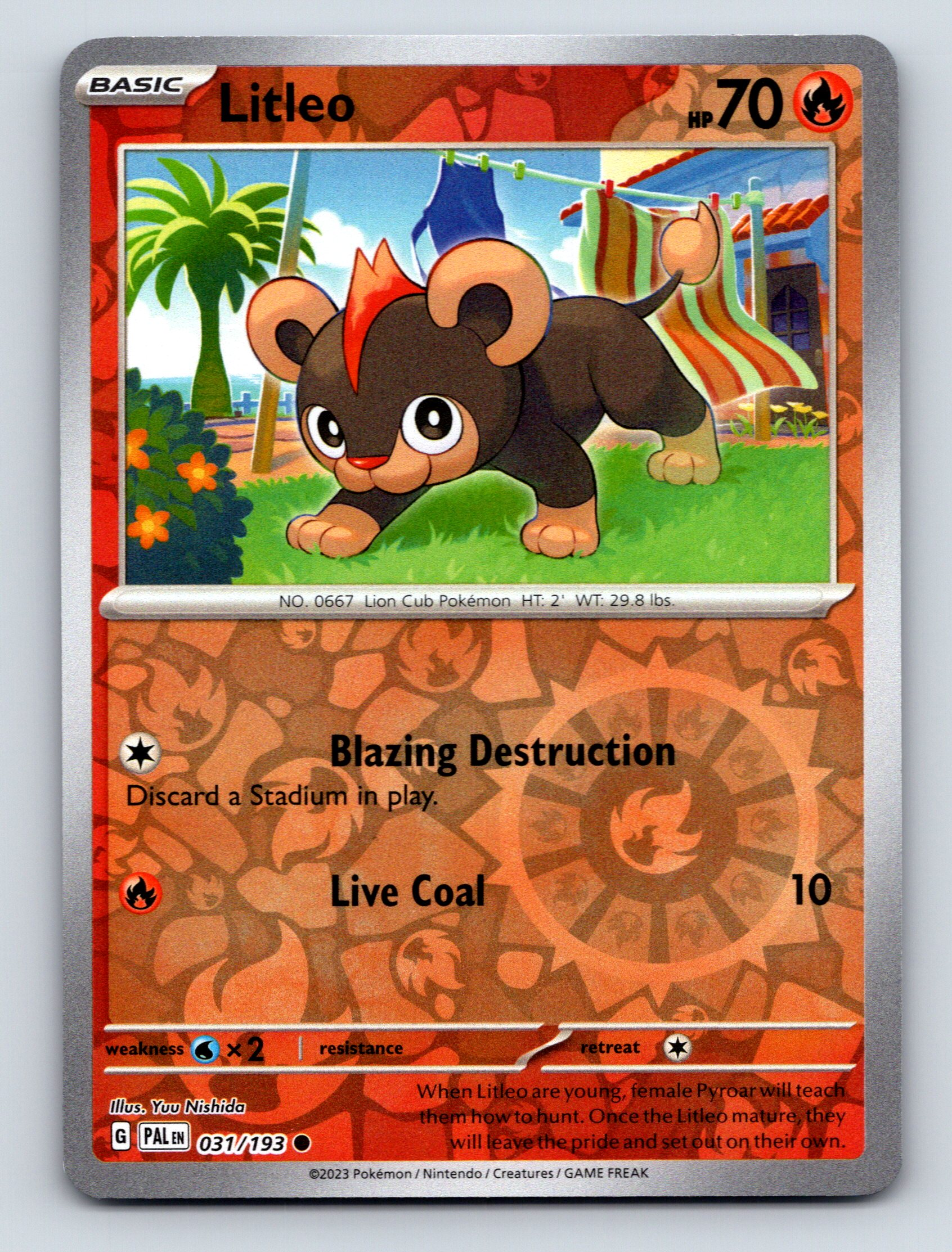 Basic Litleo HP 70 Blazing Destruction Attack Rarity Red Pokémon