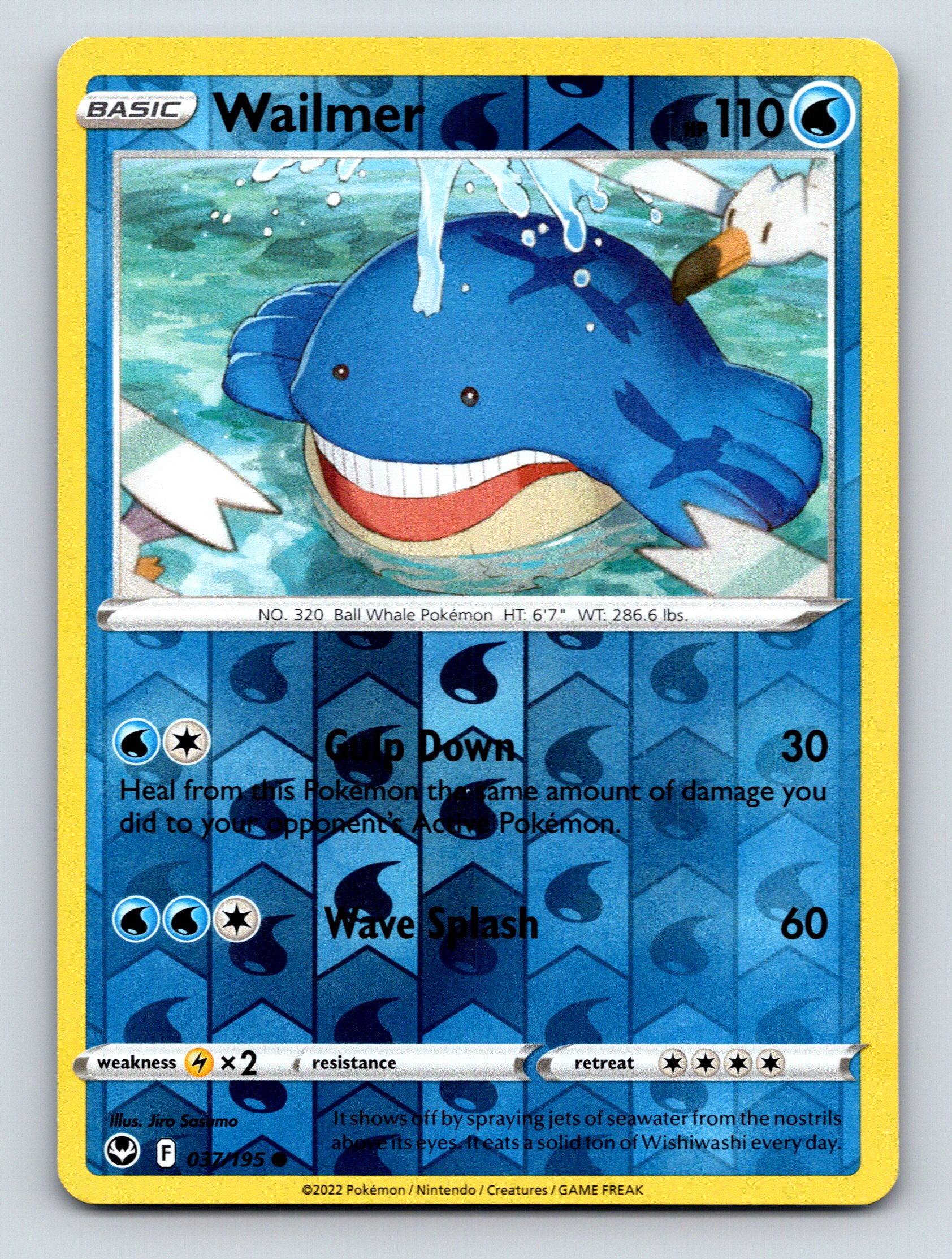 Basic Wailmer HP 110 Gulp Down Wave Splash Rarity Blue Pokémon | eBay UK