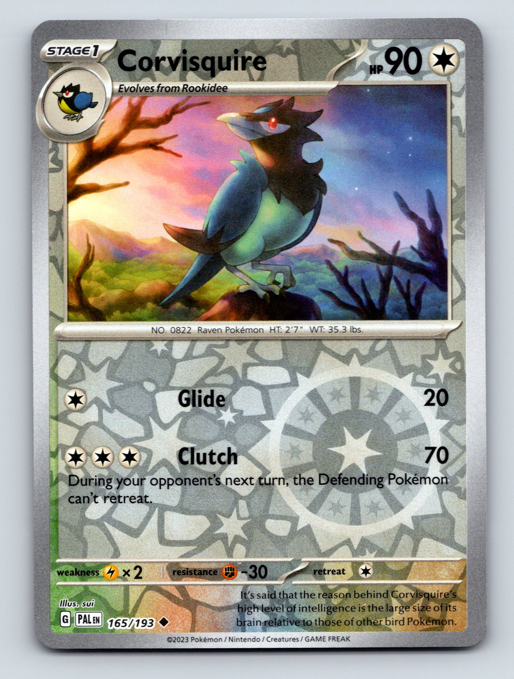 Stage 1 Corvisquire HP 90 Glide Clutch Rarity Colorful Pokémon