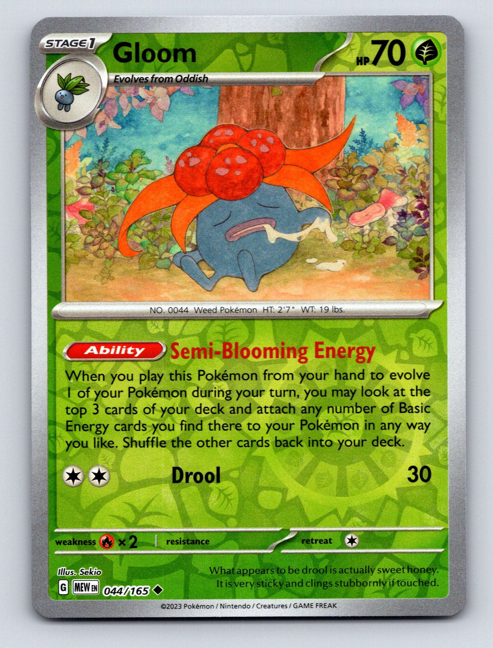 gloom pokemon card Stage 1 Gloom HP 70 SemiBlooming Energy Drool Rarity Green Pokémon