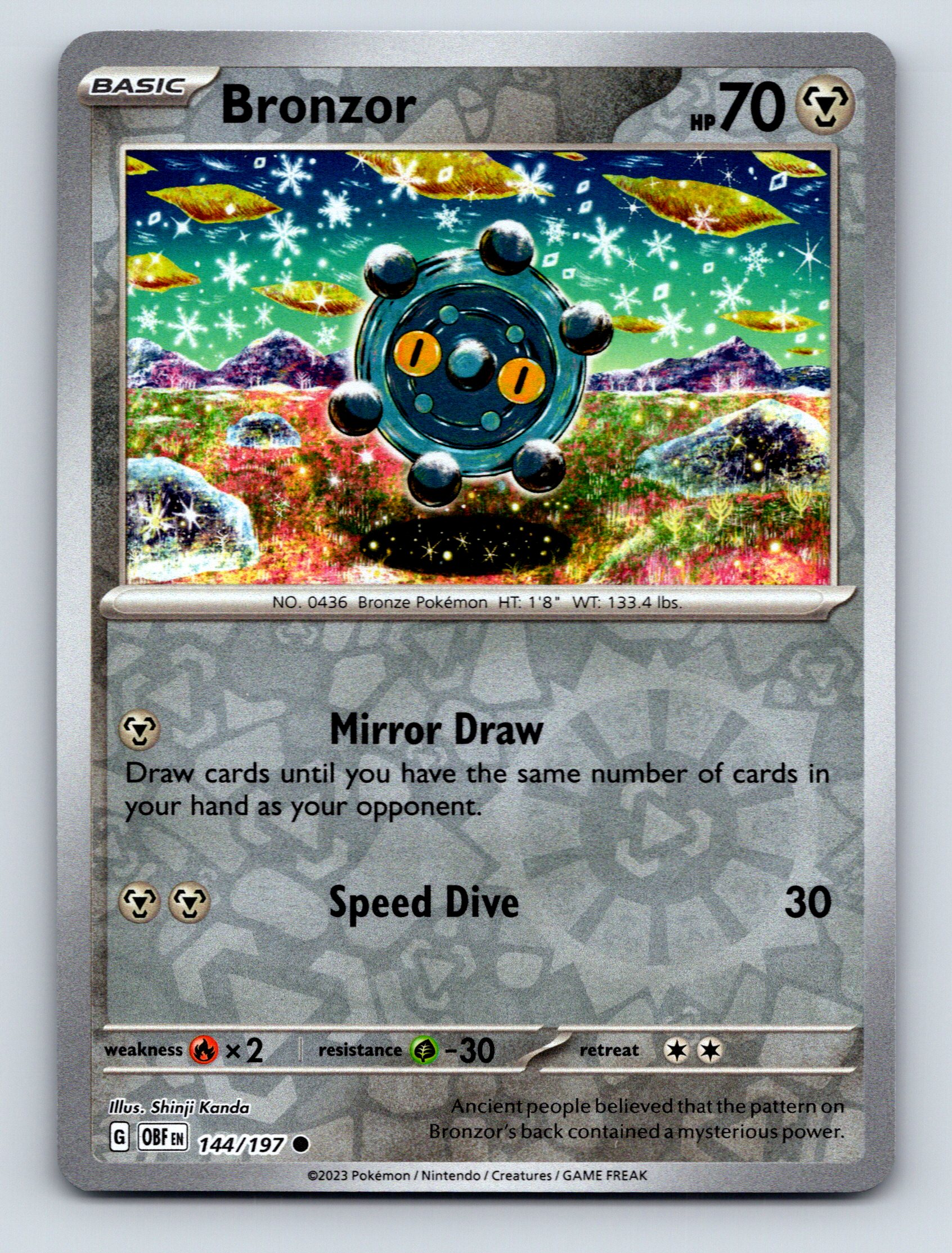 Basic Bronzor HP 70 Mirror Draw Attack Rarity Green Pokémon Card