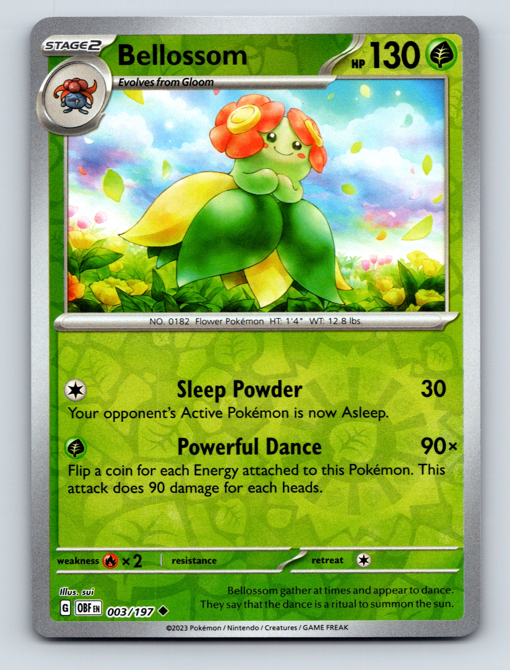 Stage 2 Bellossom HP 130 Sleep Powder Attack Rare Green Pokmon Card