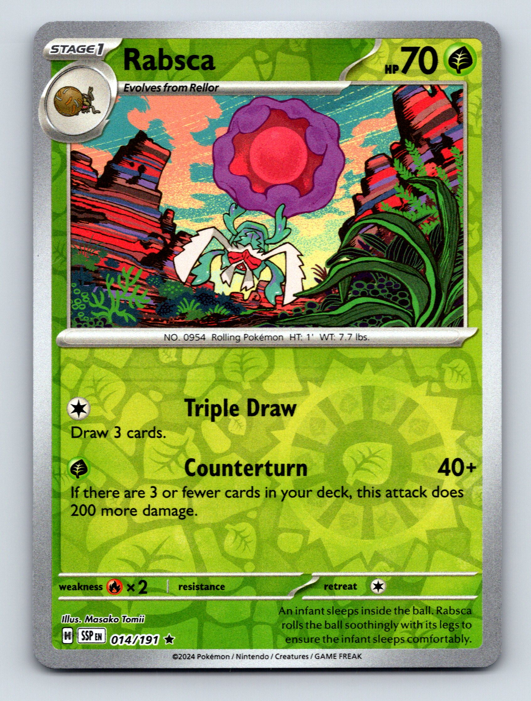 Stage 1 Rabska HP 70 Counterturn Attack Rarity Green Pokémon Card