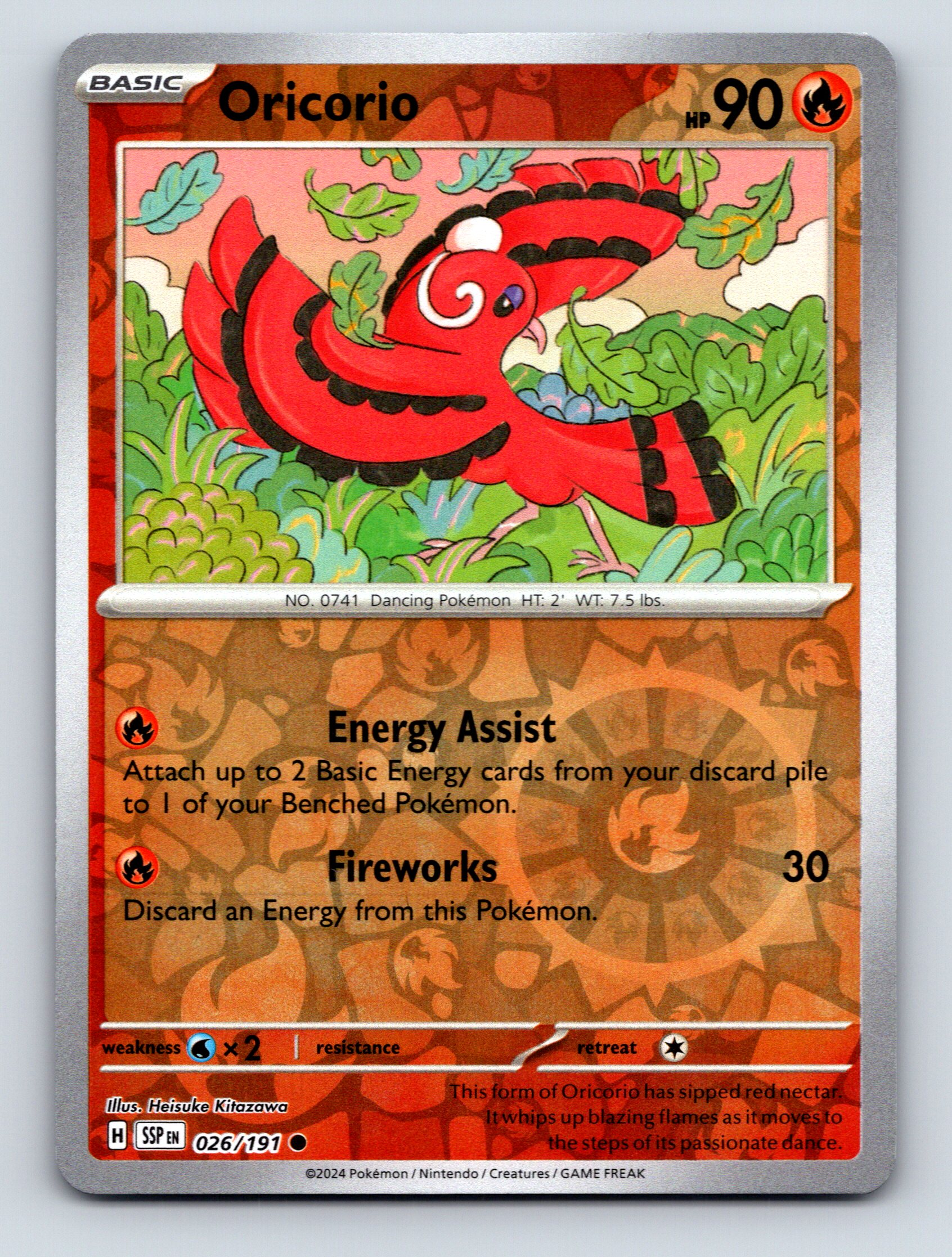 Basic Oricorio HP 90 Energy Assist Fireworks Rarity Red Dancer