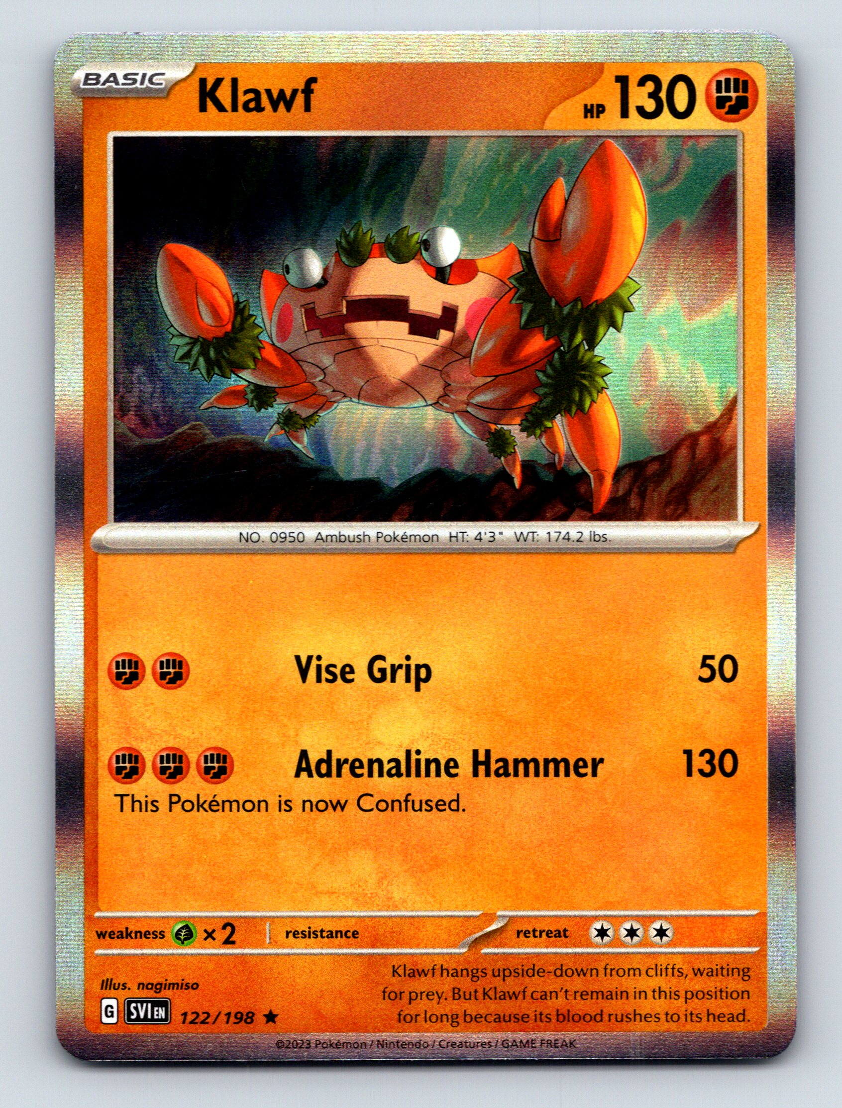 Basic Klawf HP 130 Vise Grip Attack Orange Vivid Pokémon Card | eBay