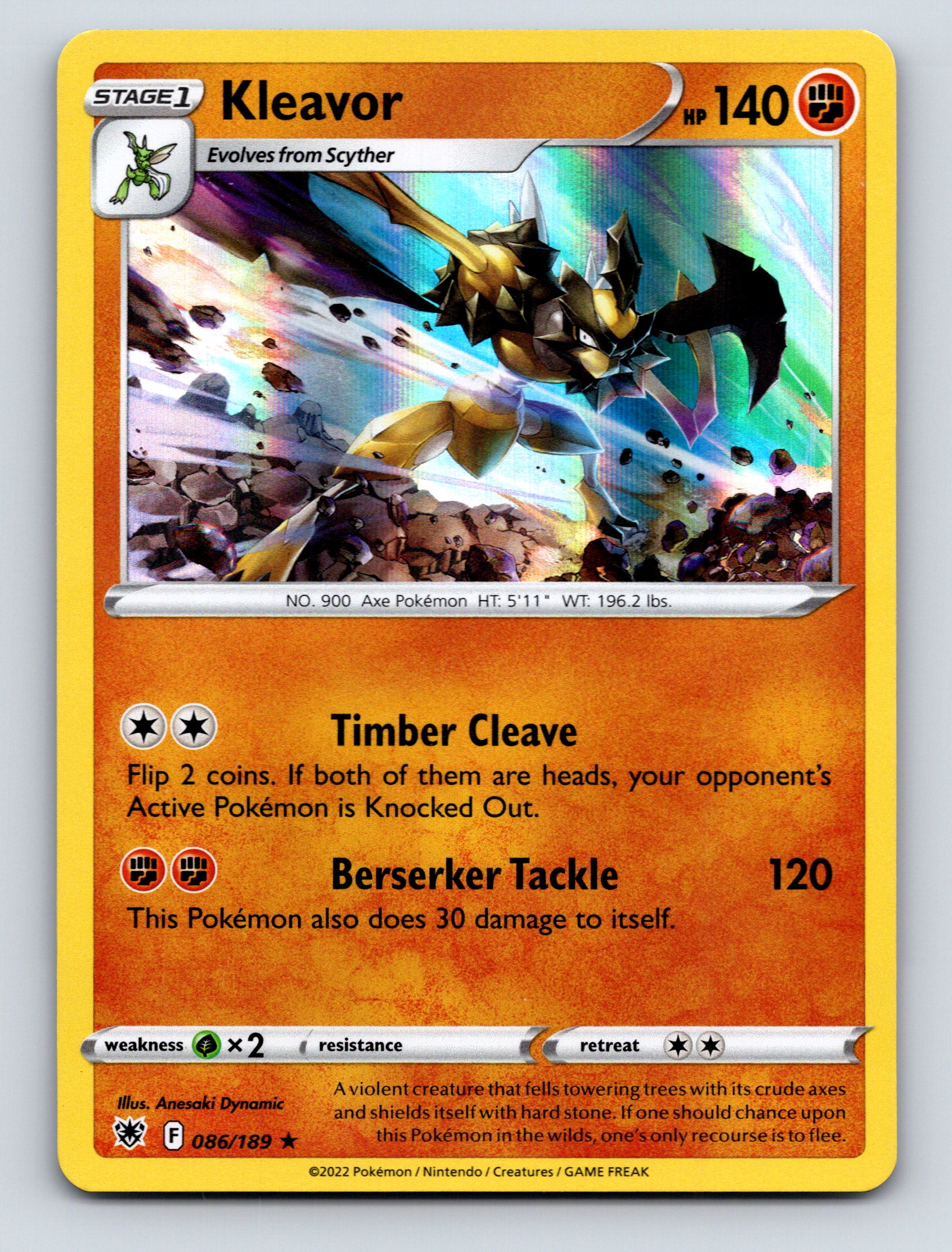 Stage 1 Kleavor HP 140 Timber Cleave Attack Rarity Orange Pokémon