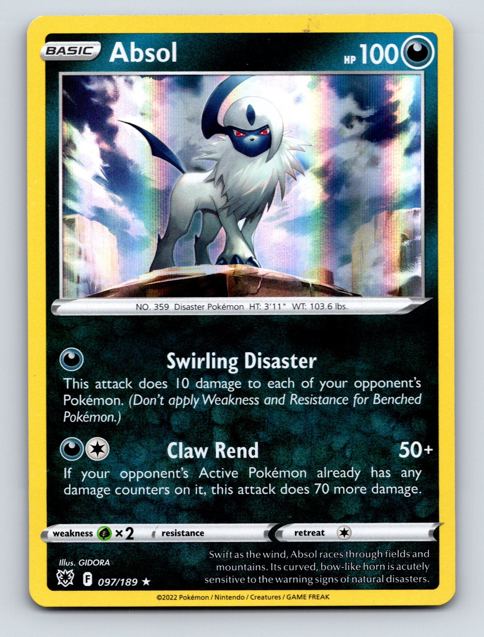 【ARS9】融合　初期 Basic Absol HP 100 Swirling Disaster Claw Rend Rarity Dark Pokémon