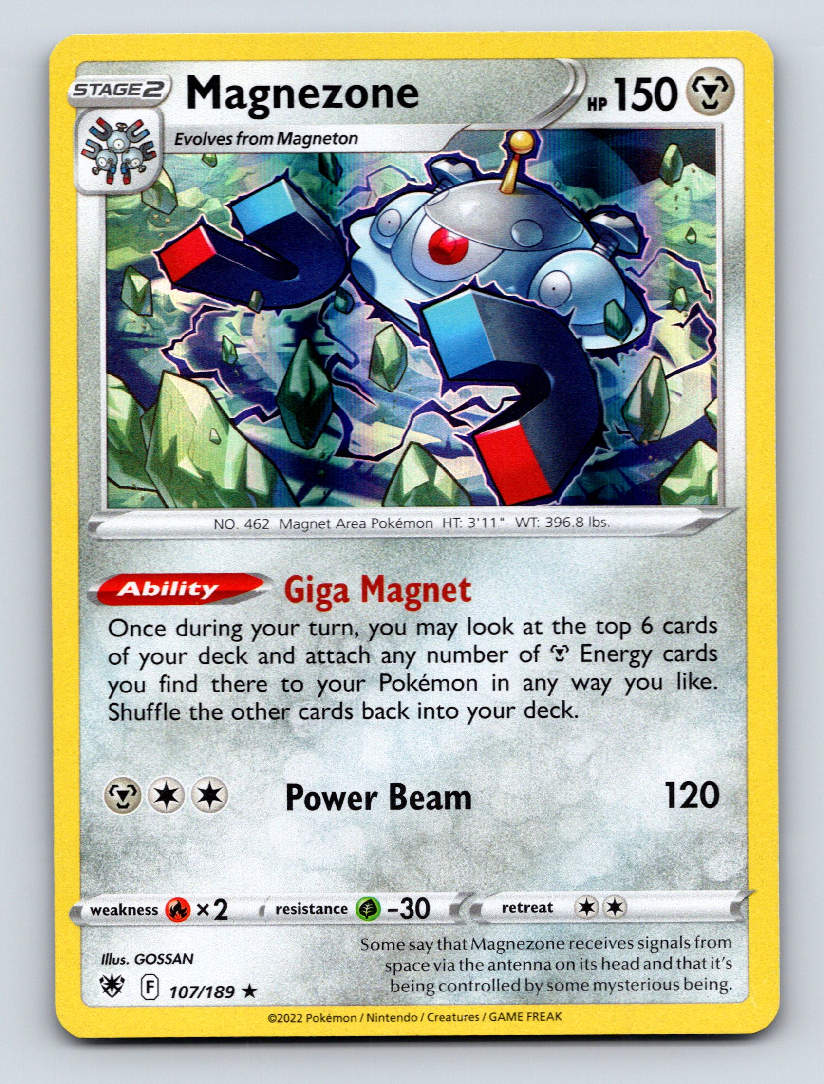 Stage 2 Magnezone HP 150 Giga Magnet Ability Rarity Silver Gray