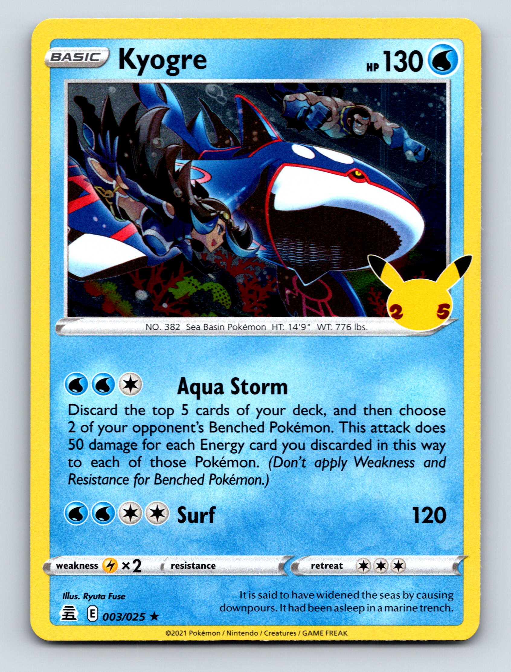 Basic Kyogre HP 130 Aqua Storm Surf Attack Rarity Blue Colorful Pokémon - Picture 1 of 10