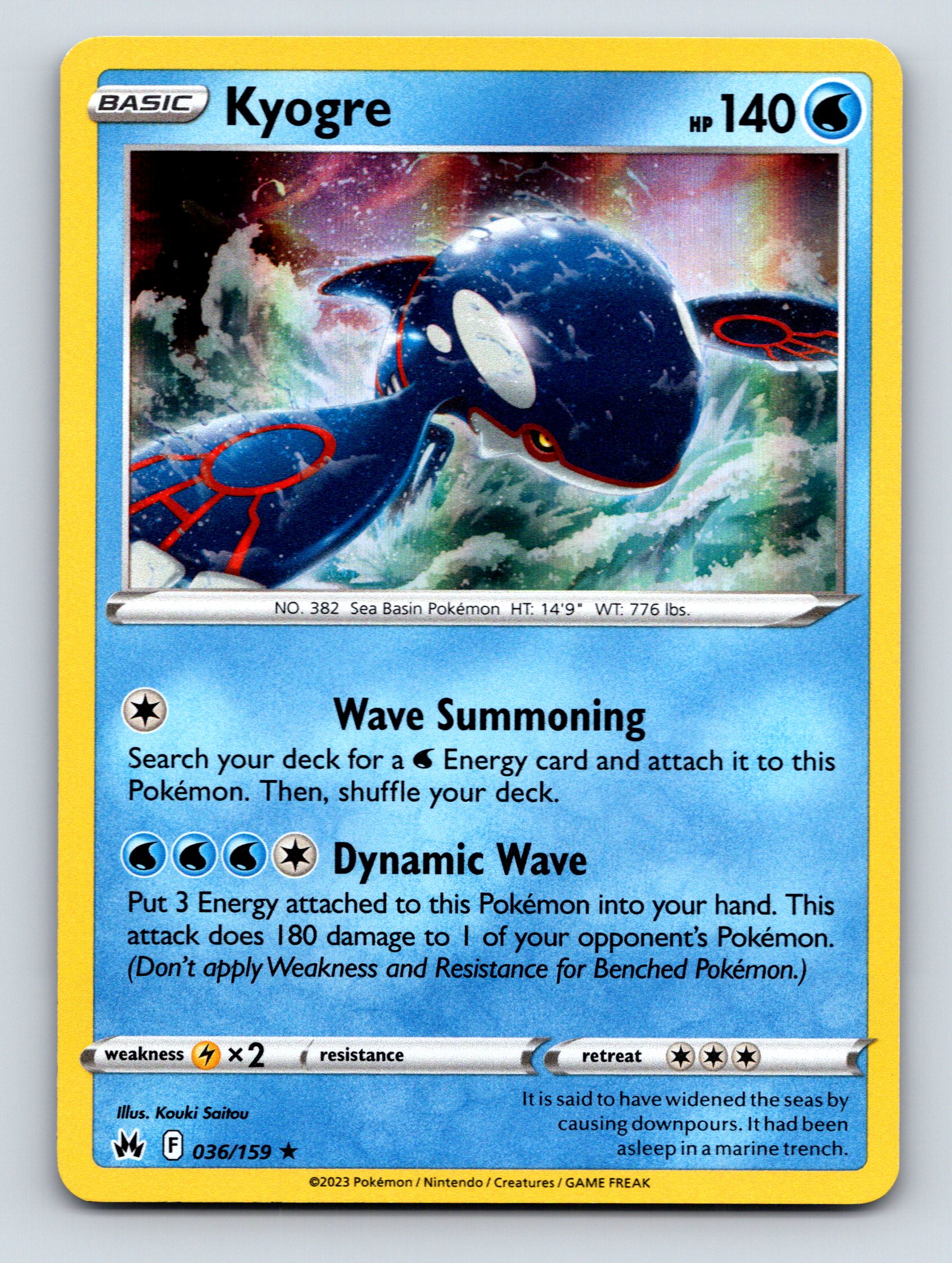 Basic Kyogre HP 140 Wave Summoning Dynamic Wave Blue Pokémon TCG
