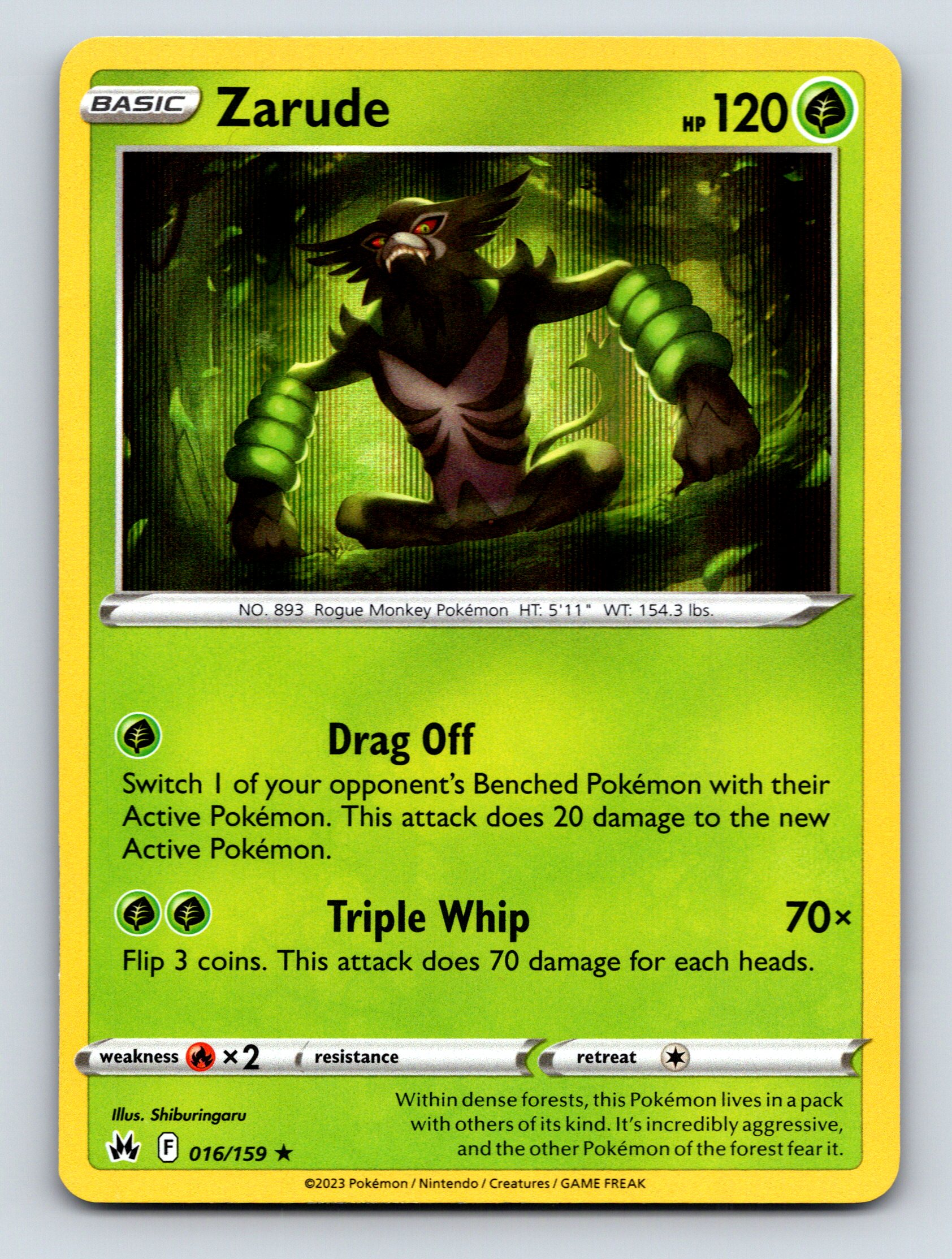Basic Zarude HP 120 Triple Whip Attack Rarity Green Forest Pokémon