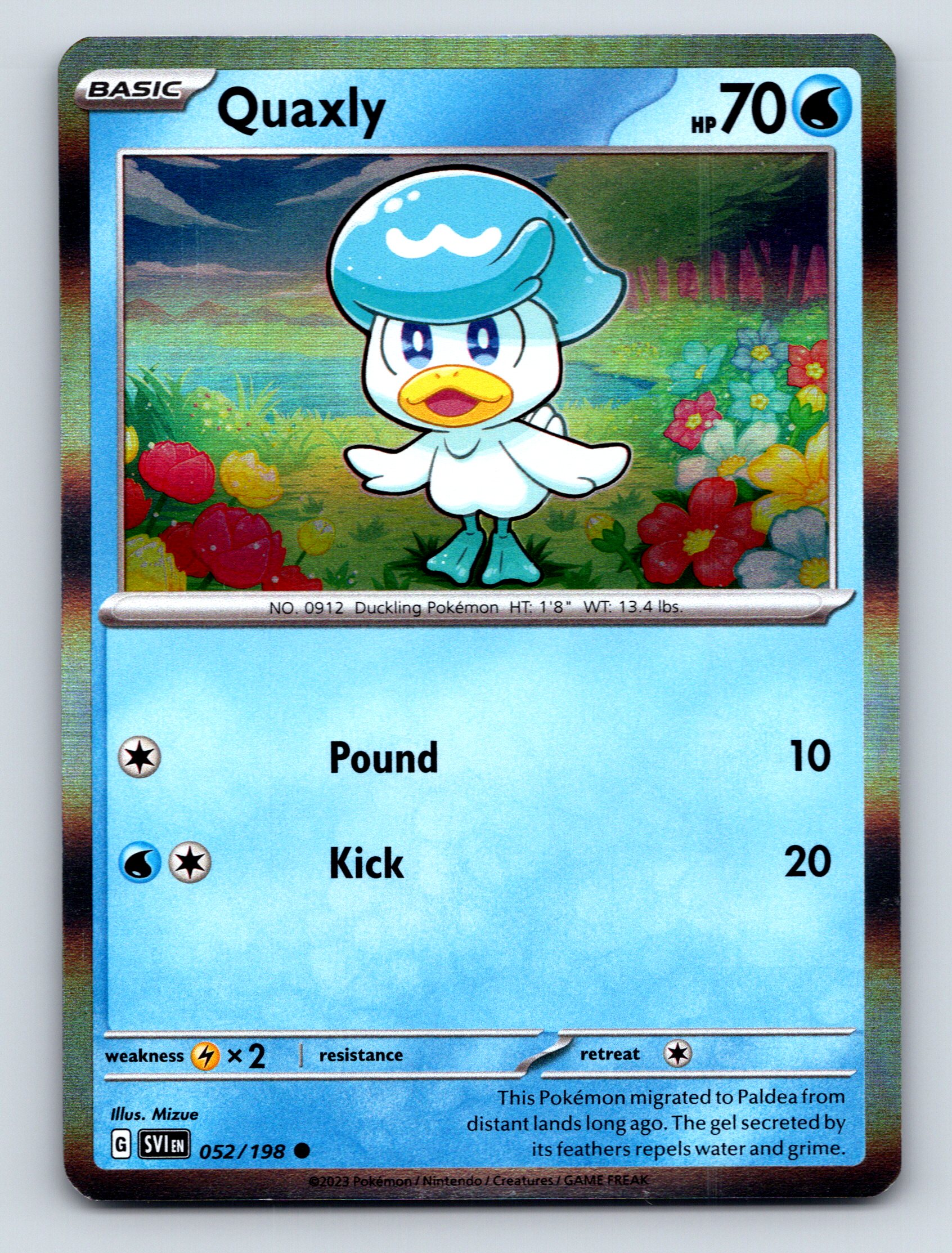 Basic Quaxly HP 70 Pound Kick Rarity Blue Majestic Pokmon Card