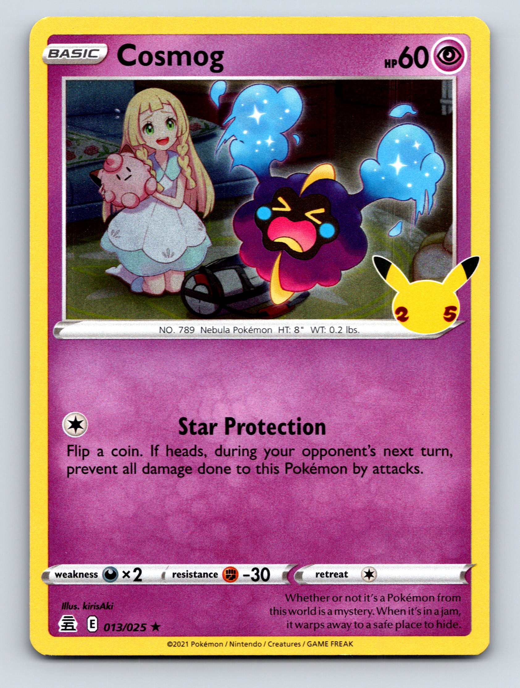Basic Cosmog HP 60 Star Protection Rarity Purple Pokmon Light