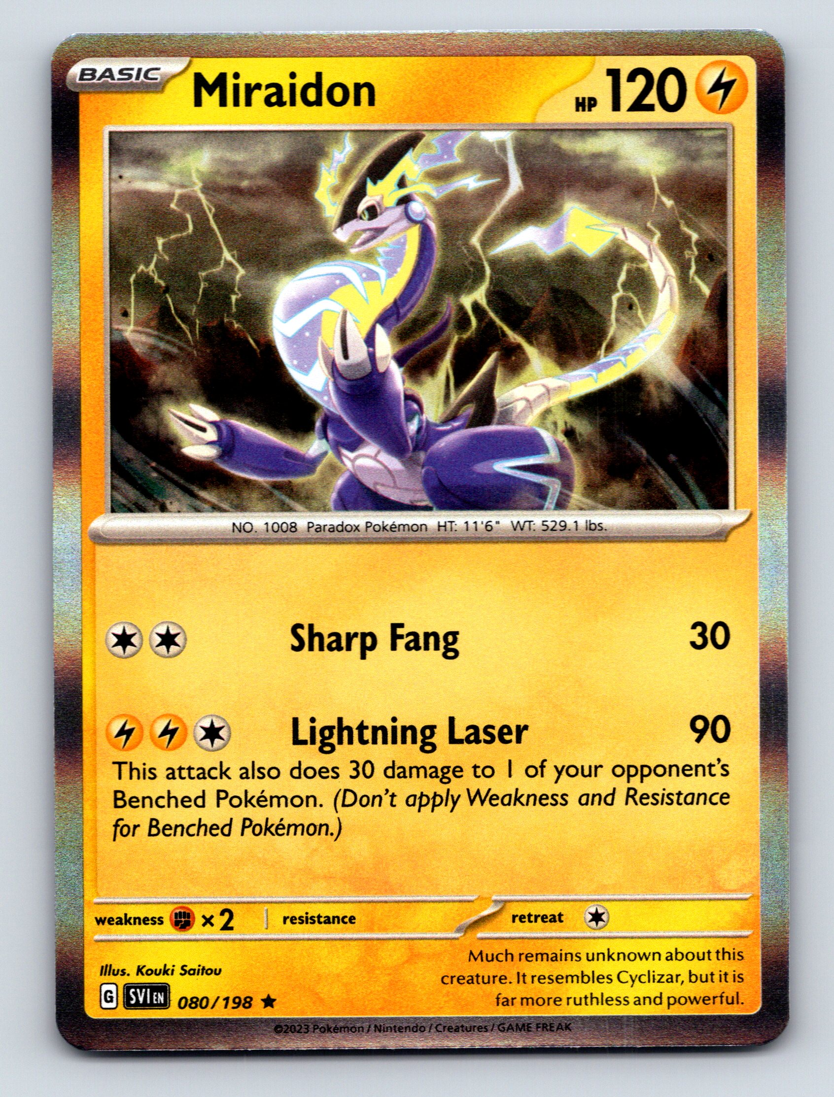 Basic Miraidon HP 120 Lightning Laser Attack Rarity Yellow Vibrant