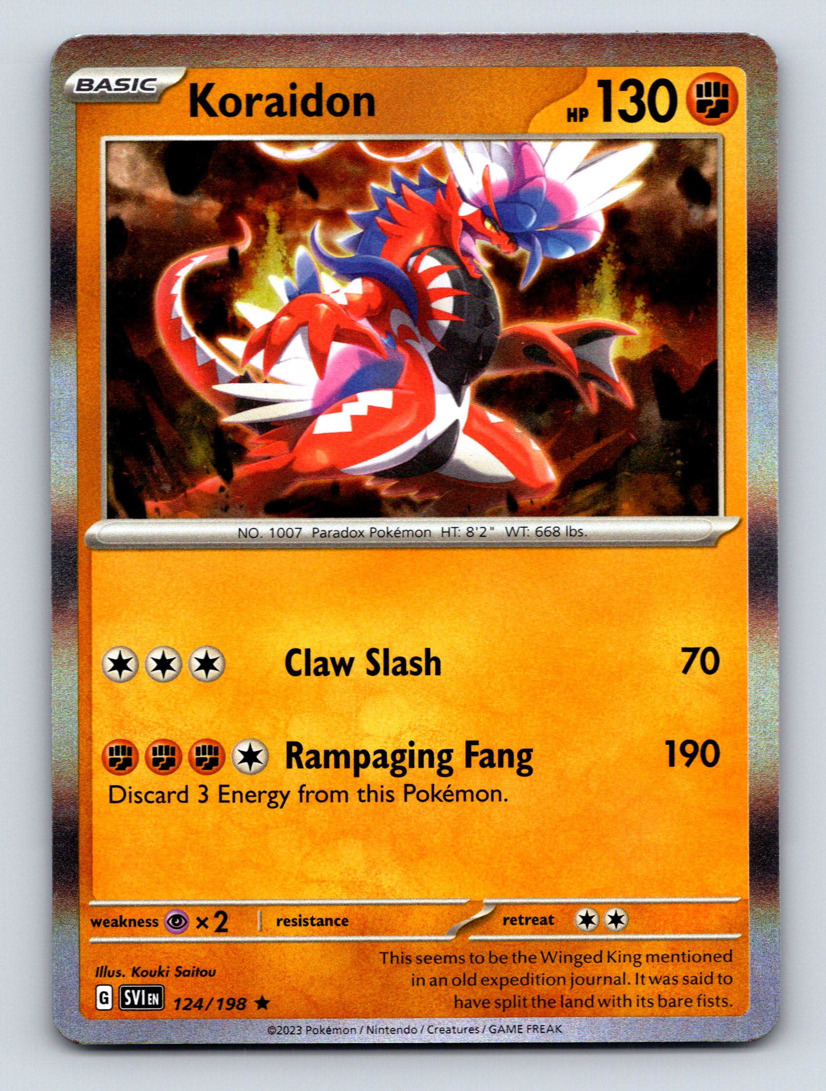 Basic Koraidon HP 130 Claw Slash Attack Rare Orange Pokmon